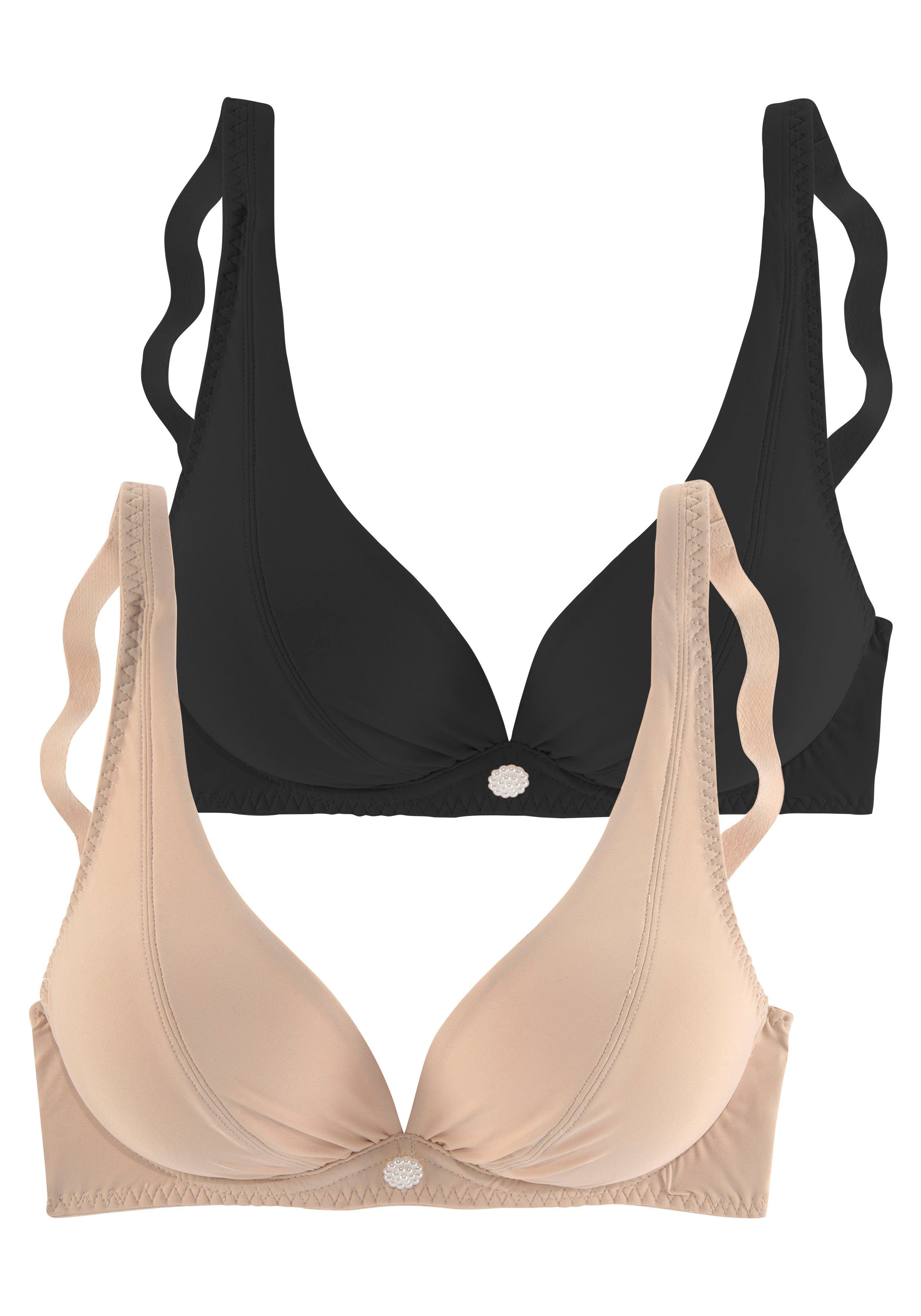 Petite fleur Beugel-bh voor een diep decolleté (Set van 2) dames beugel bh's maat 75 E beige