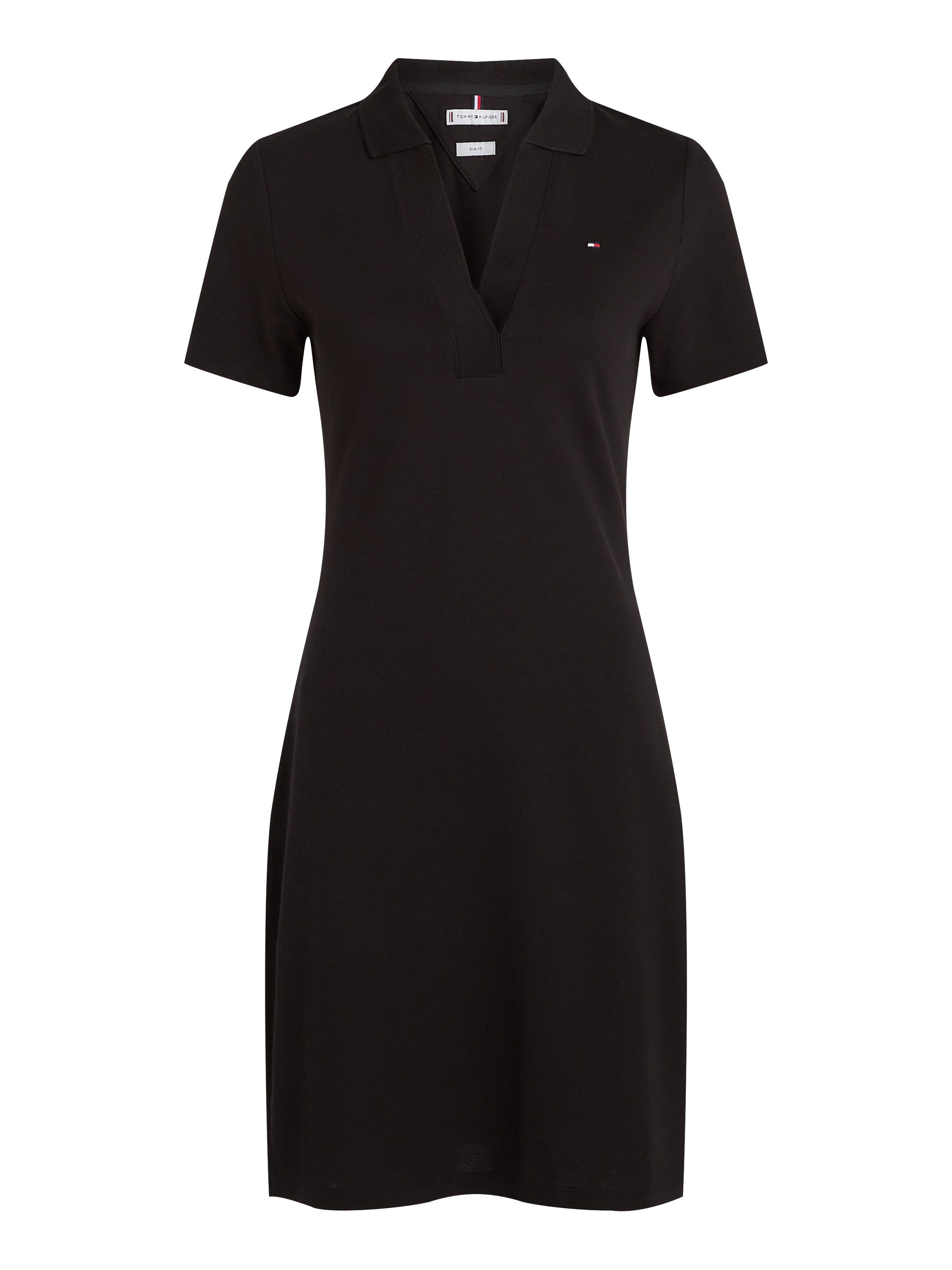 Tommy Hilfiger Polojurk SLIM OPEN NK POLO DRESS SS met geborduurde tommy hilfiger vlag