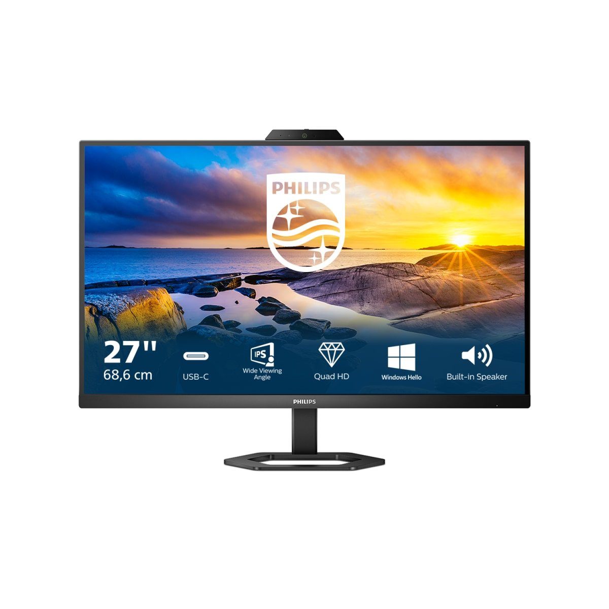 Philips Lcd-monitor 27E1N5600HE, 68,6 cm / 27", QHD, Webcam en microfoon met Noise Cancelling