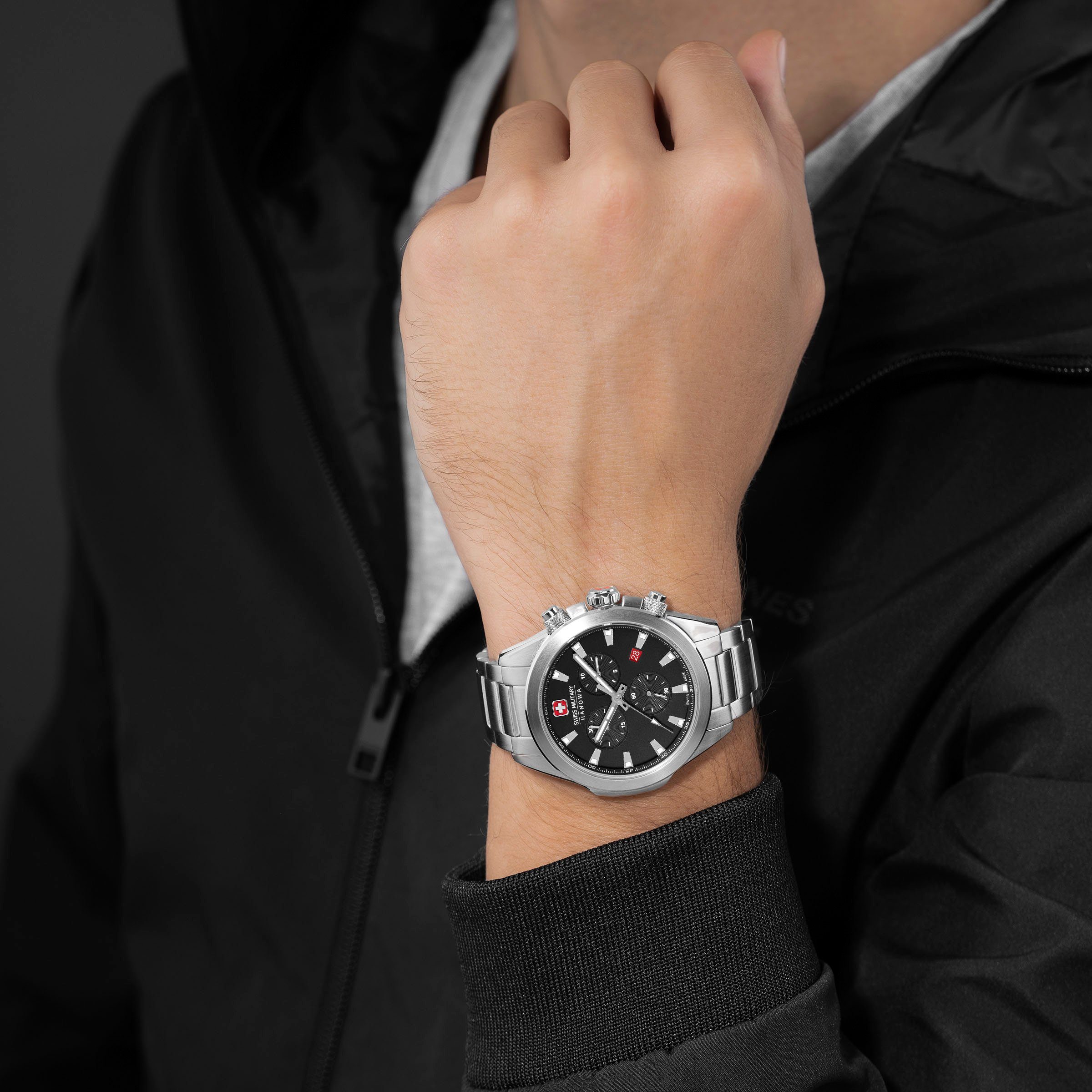 Swiss Military Hanowa Chronograaf CHIROPTERA NIGHT VISION, SMWGI0001901 Quartzhorloge, herenhorloge, datum, stopwatchfunctie, saffierglas, Swiss Made