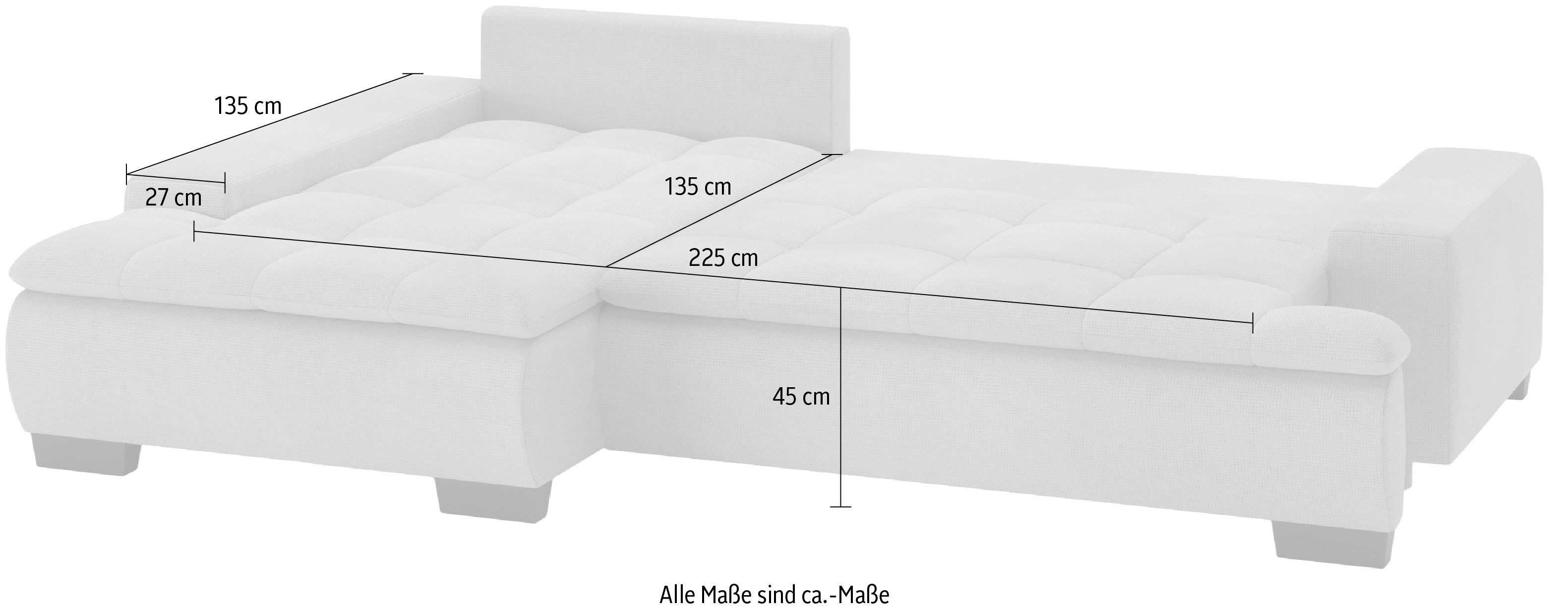 Mr. Couch Hoekbank Haiti II, L-vorm met koudschuim bekleding, optioneel met bed en bedlade
