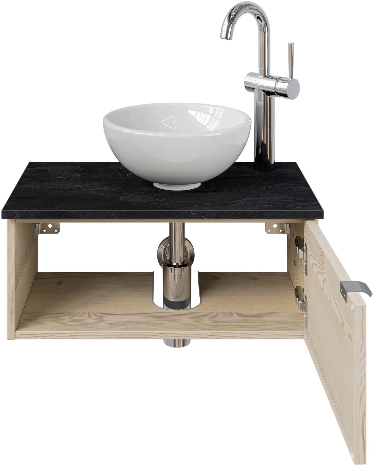 Saphir Wastafelonderkast Serie 6915 wastafel met onderkast voor gastenbadkamer, tweede toilet (3-delig)