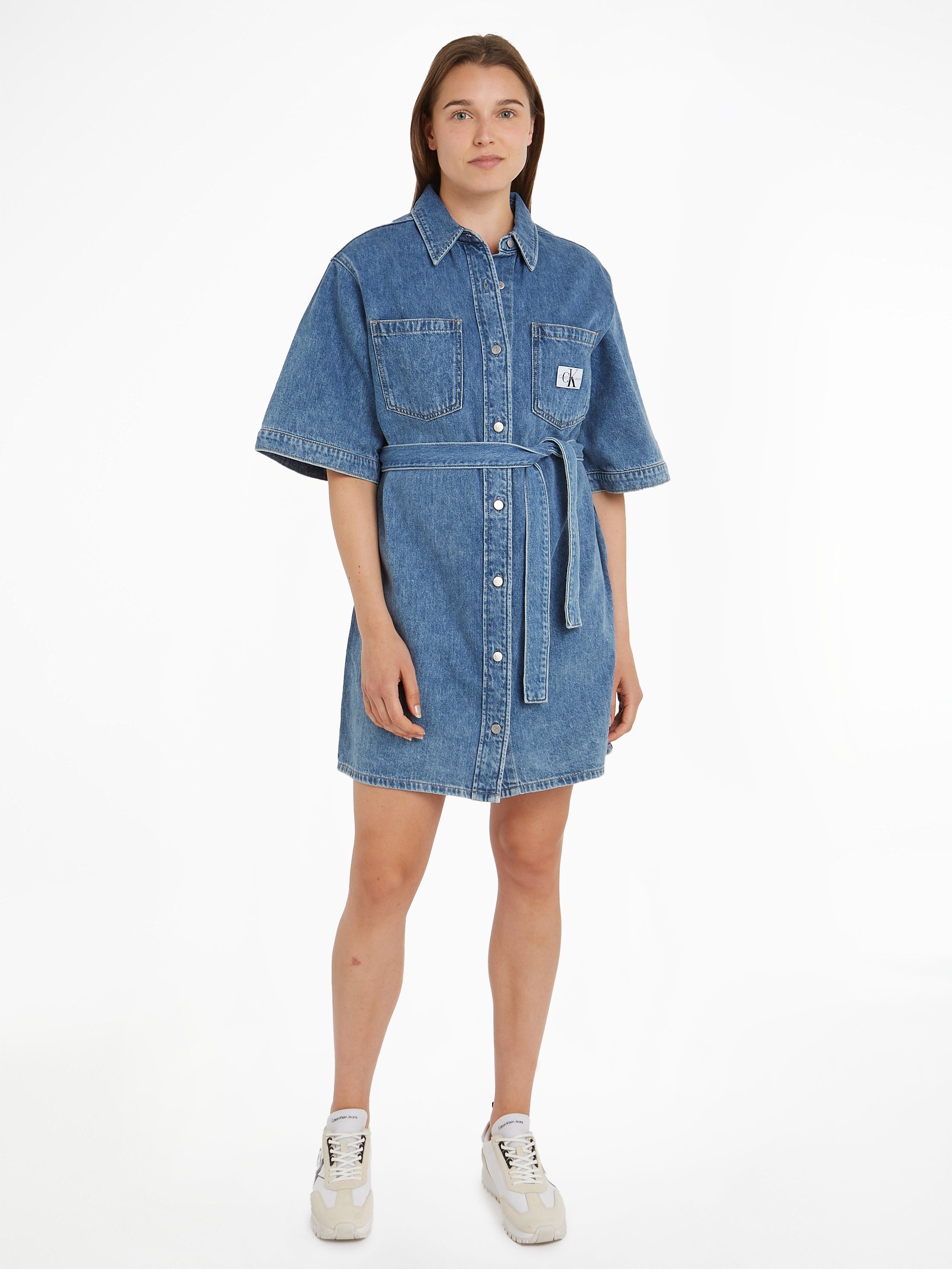 Calvin Klein Jeans jurk BOXY BELTED SHIRT DRESS