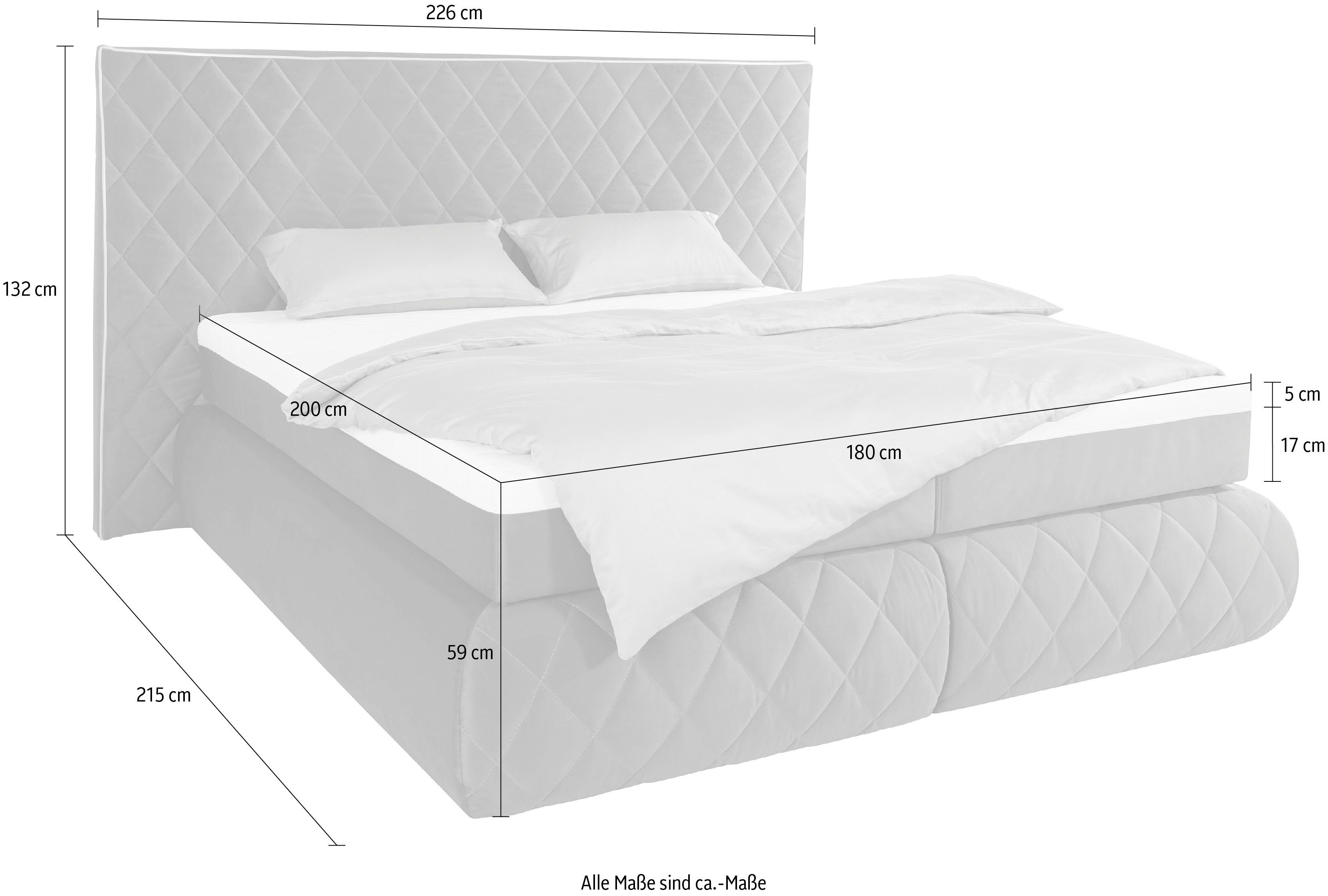 Places of Style Boxspring Alaric naar keuze met en zonder stralen, topmatras pocketvering