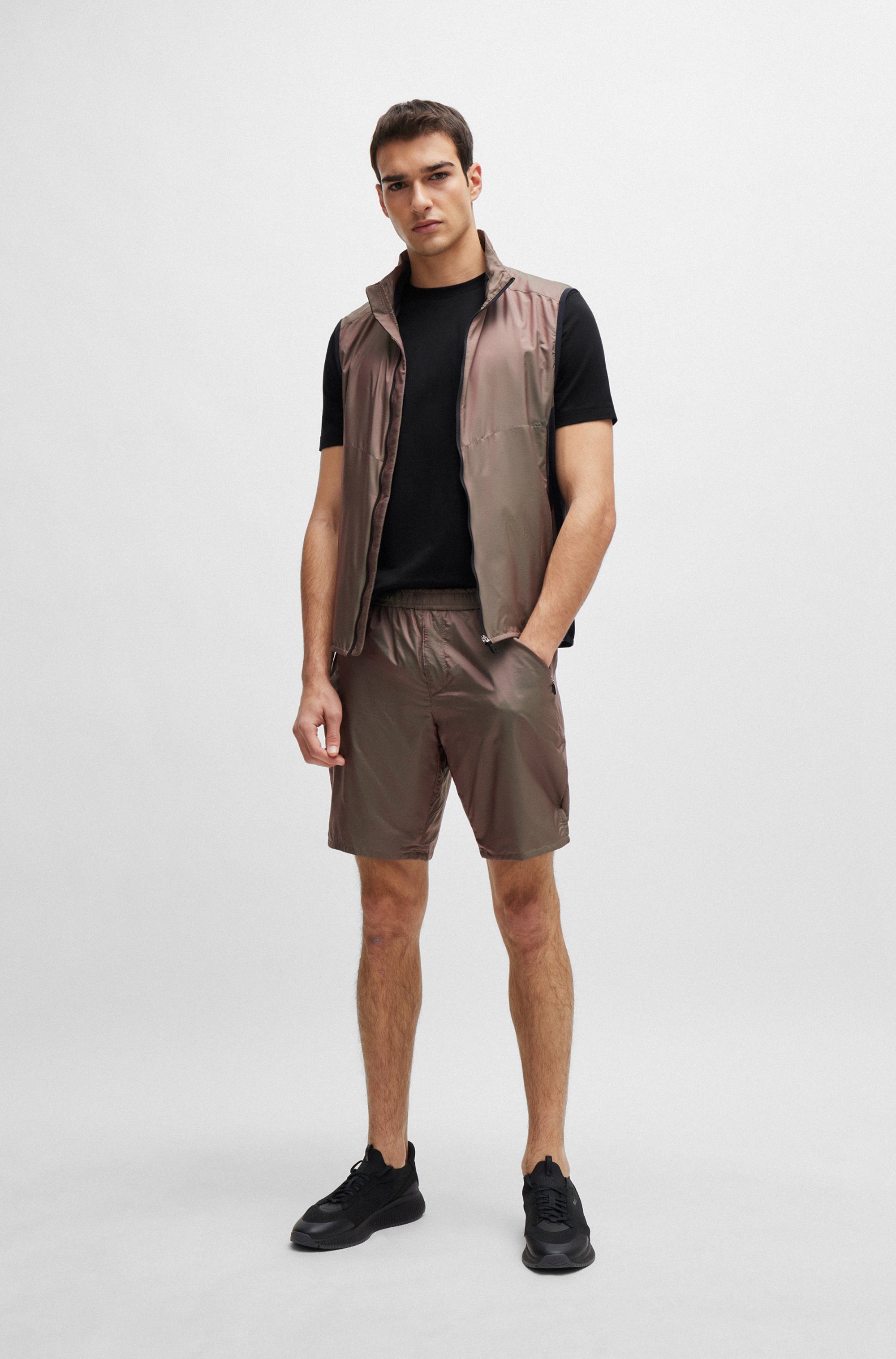 BOSS GREEN Shirt met ronde hals Thee met gegomd contrast-logo