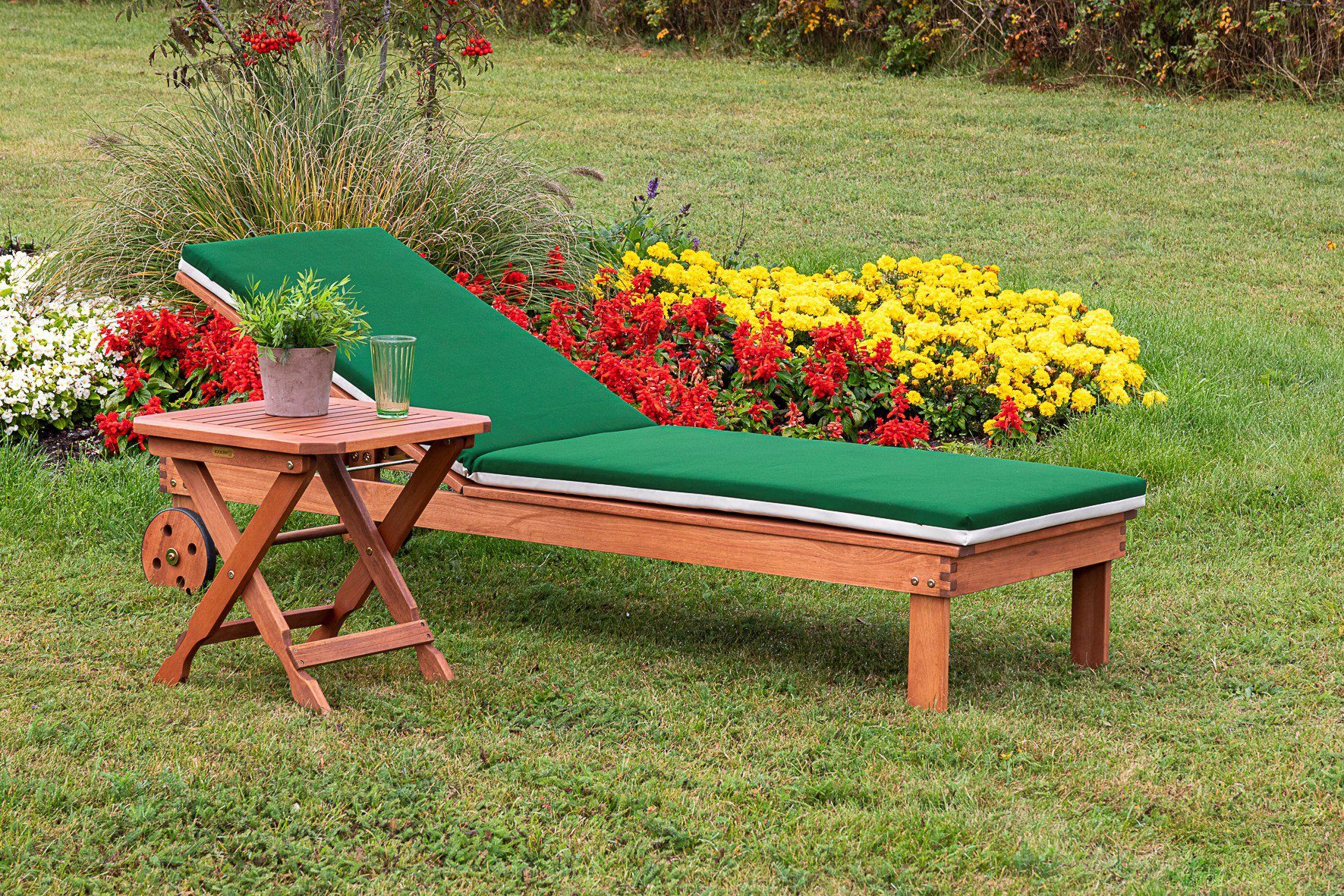 MERXX Ligstoel Verstelbaar ligbed set 1 ligbed en 1 hocker, met kussens (voordeelset, 2-delig)