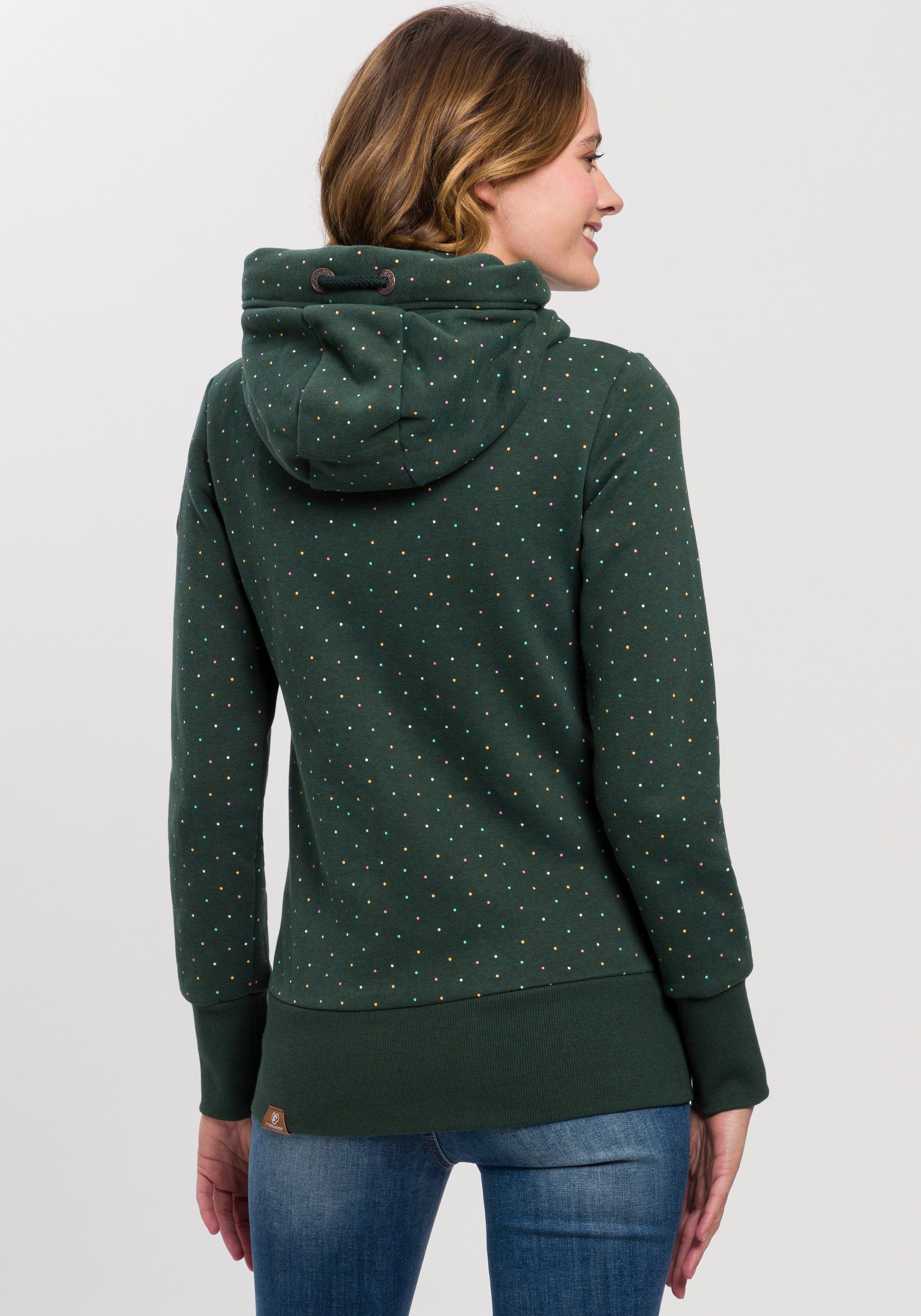 Ragwear Capuchonsweatvest NESKA DOTS MULTICOLOR ZIP O Jack met lange mouwen en veelkleurige, all-over stippenprint