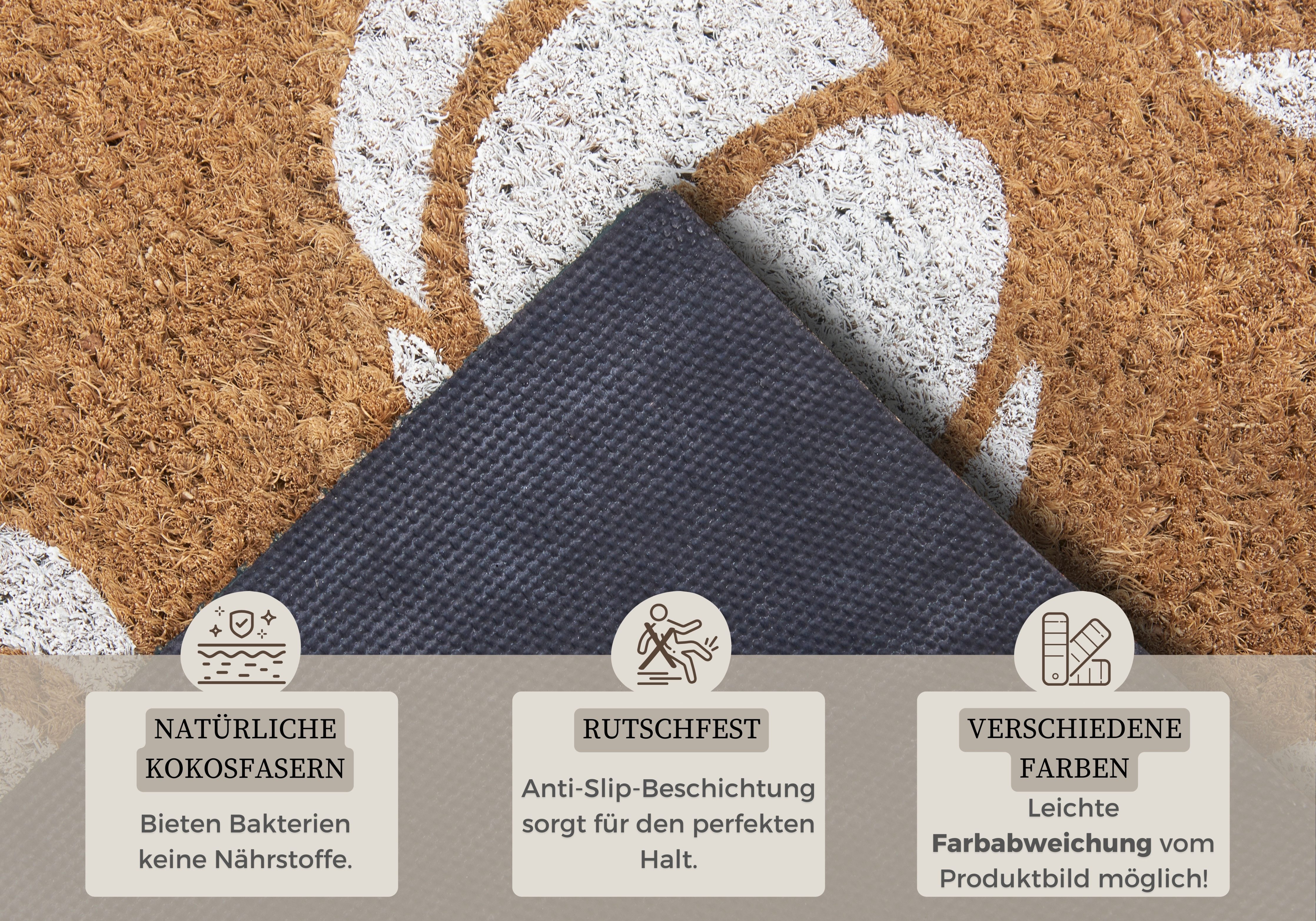 HANSE Home Mat Mix Mats Kokos Pumpkins, deurmat Kokos, vuilopvangmat, outdoor, antislip, binnen, kokosmat, gang
