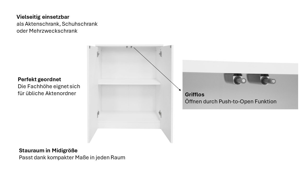 INOSIGN Archiefkast Jarvie Multifunctionele kast, push-to-open, 2 vakken, 60x80 cm