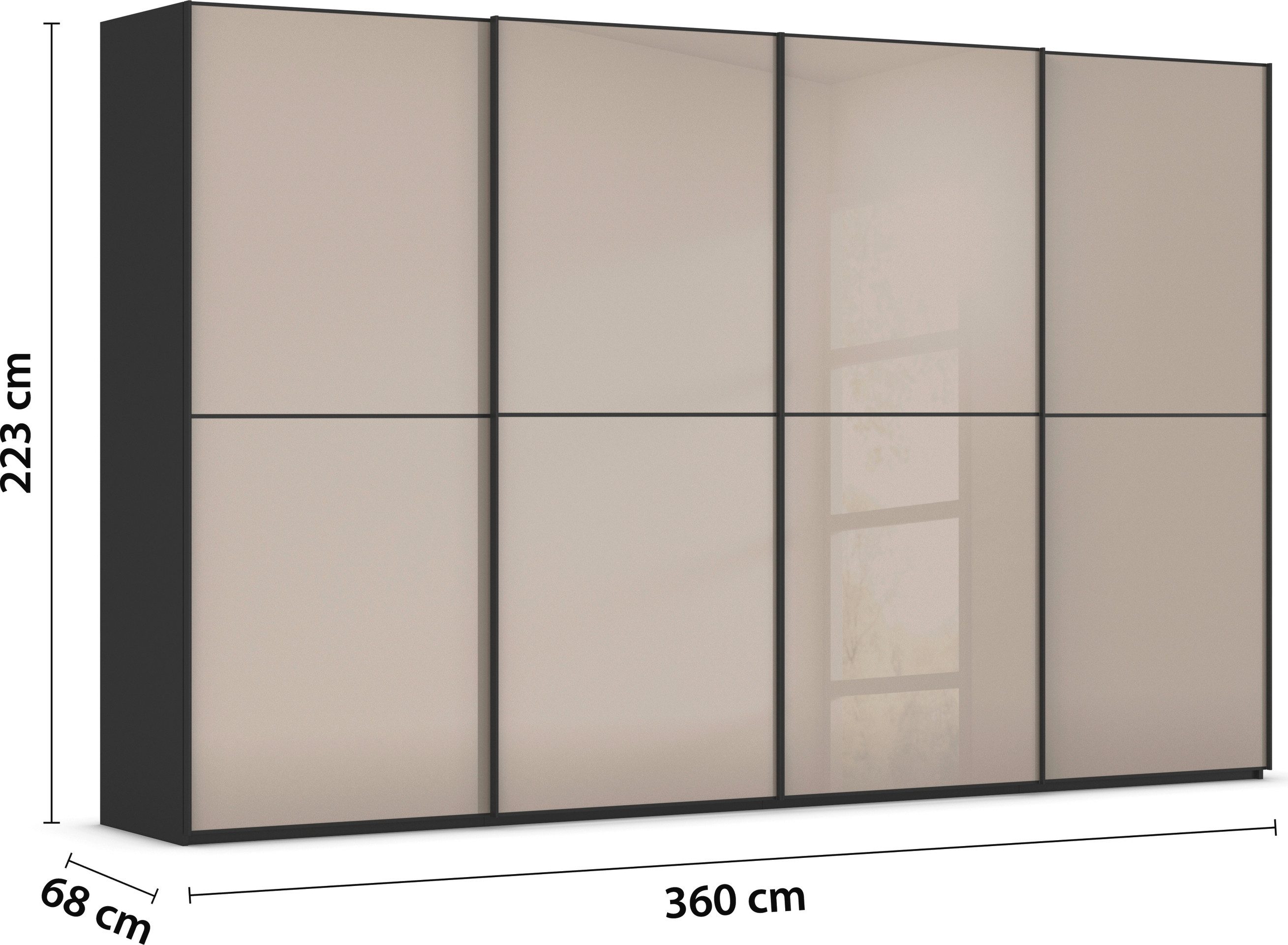 rauch Schuifdeurkast Kledingkast Kast Garderobe Slaapkamerkast SCALE-DUO edel tweedelige deuren glas-front met 3 sierlijsten made in germany