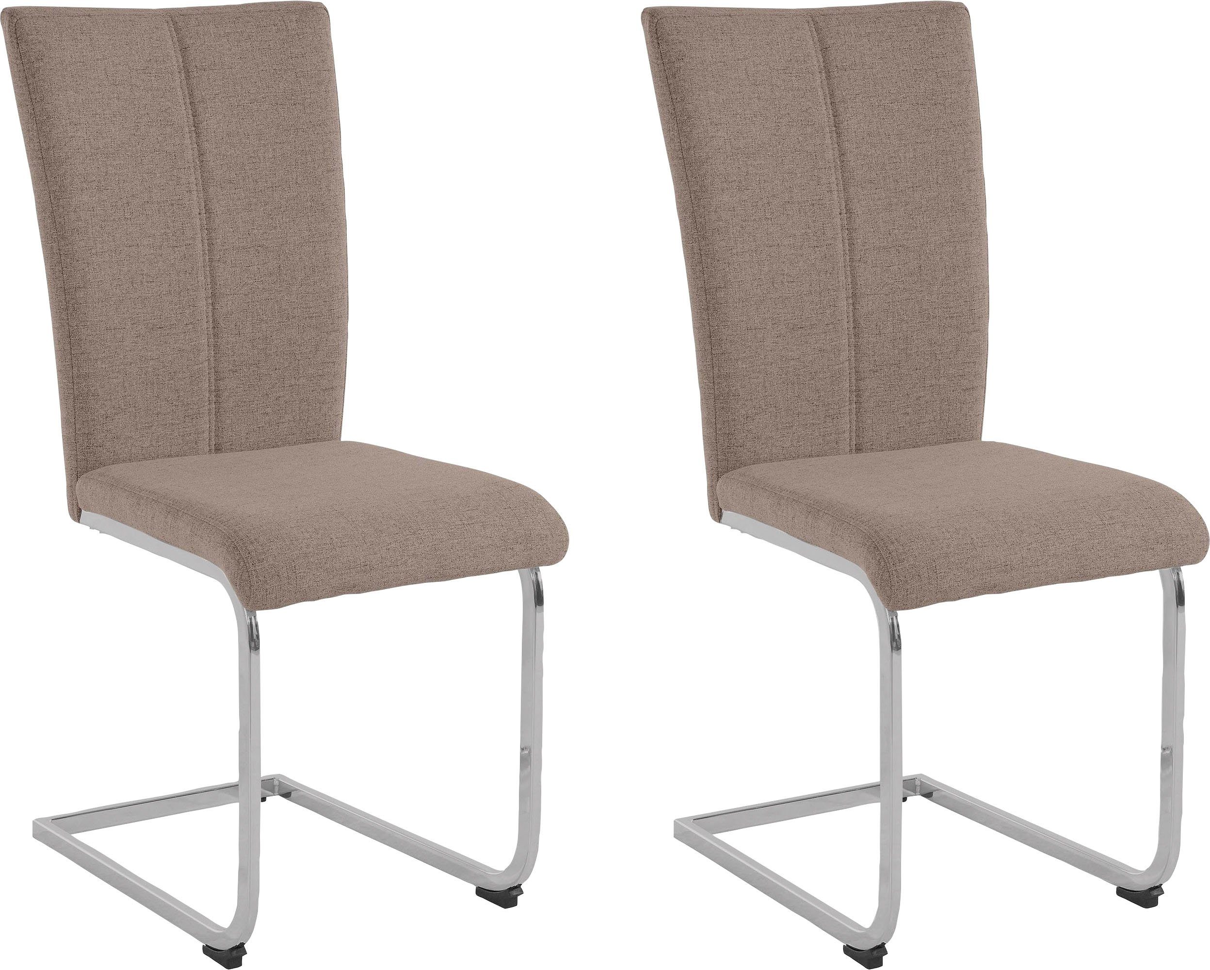 Home affaire Vrijdragende stoel Alex Stoel belastbaar tot 120 kg, frame in chroom-look (set, 2 stuks) zweefstoelen maat Geweven stof beige