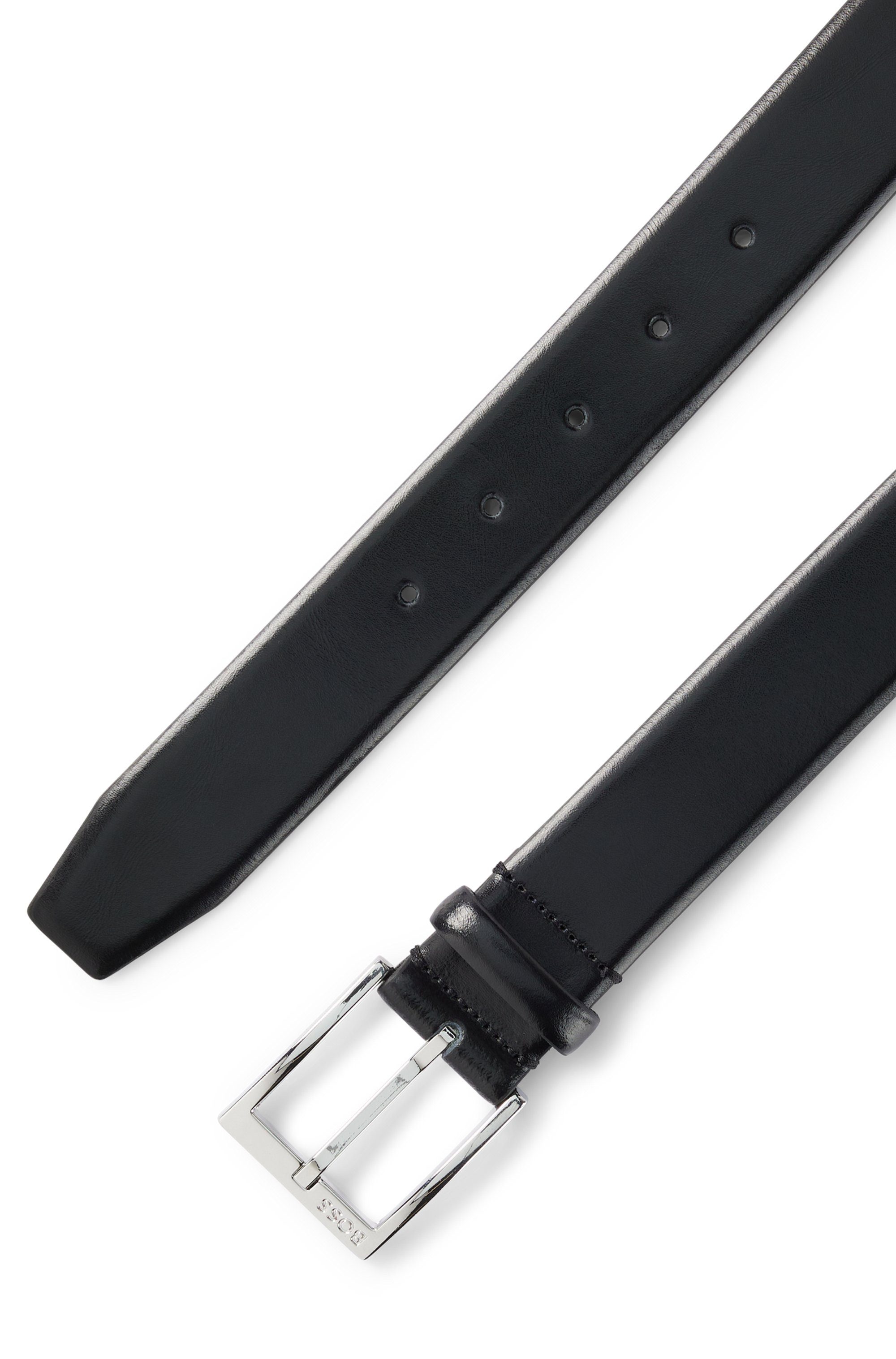 Boss Leren riem Elloy-PC-An_Sz35 met subtiele boss-reliëf op de sluiting