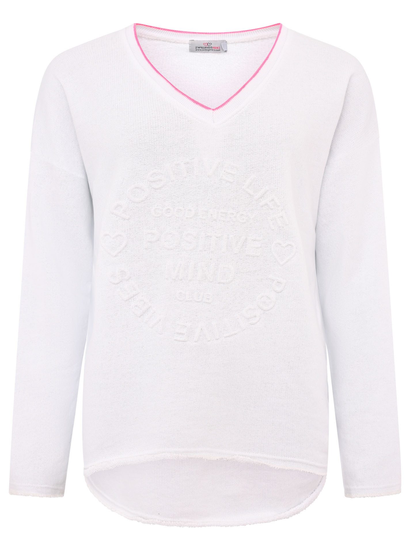 Zwillingsherz Sweatshirt Positive Mind met contrastnaad in neonkleur