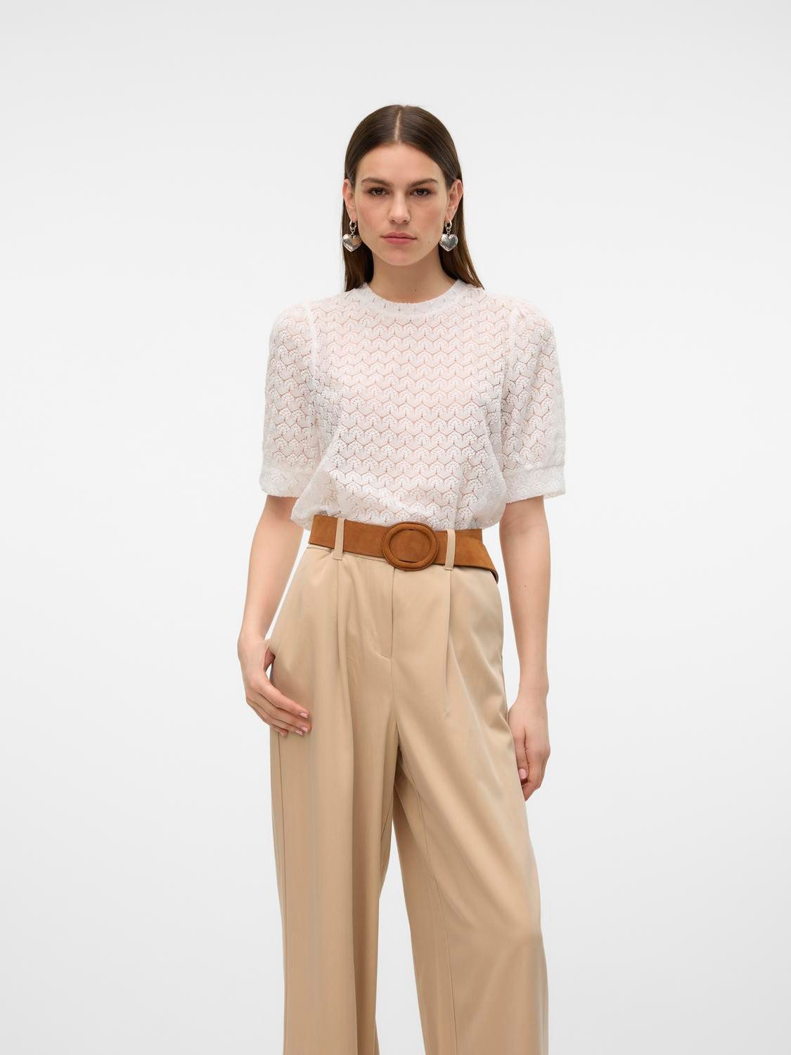 Vero Moda Shirt VMBECCA LACE SS O-NECK TOP JRS GA NOOS