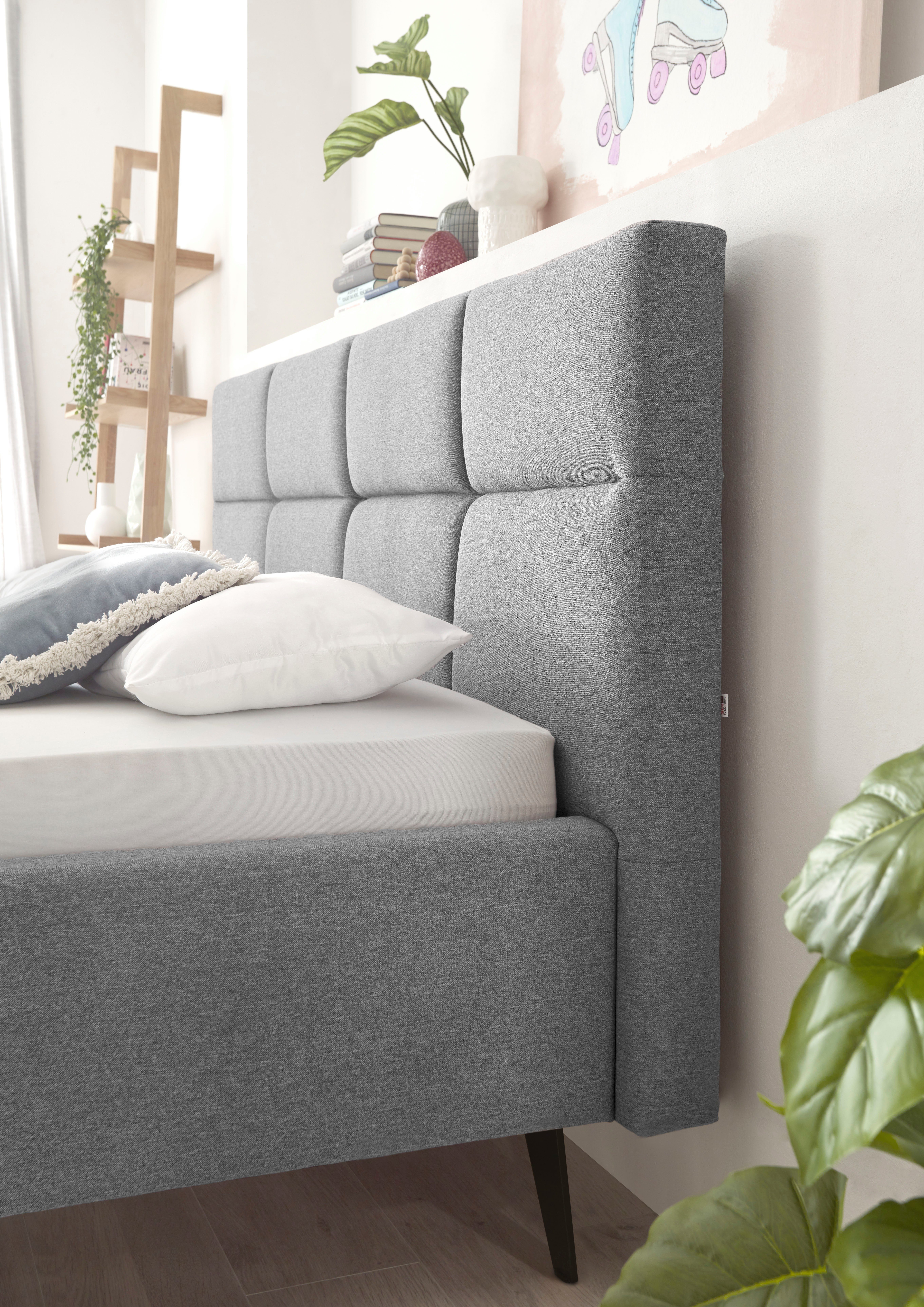 set one by Musterring Gestoffeerd bed Cary naar keuze met matras en lattenbodem, zwarte metalen poten