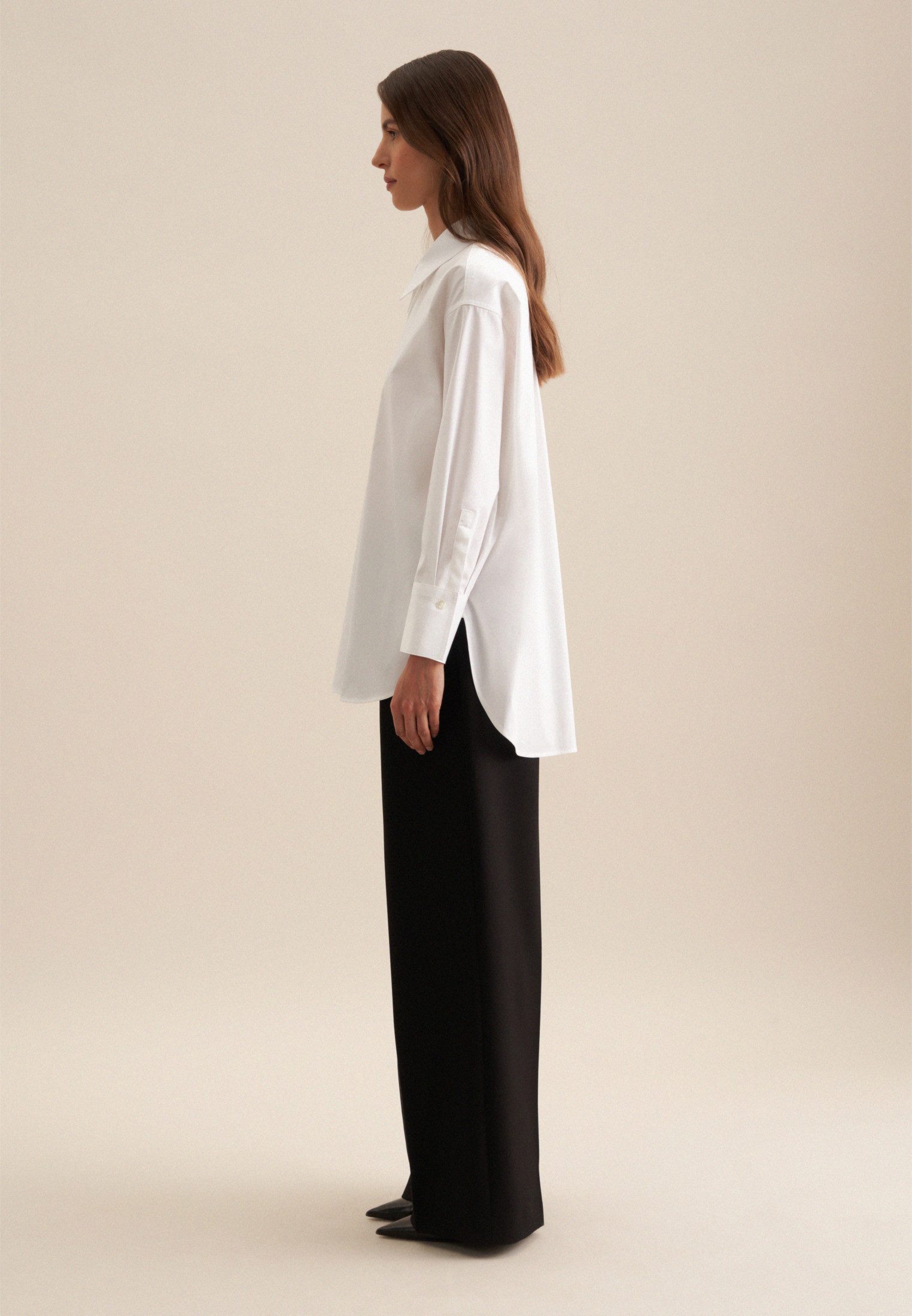 seidensticker Lange blouse Zwarte roos Lange mouwen kraag uni