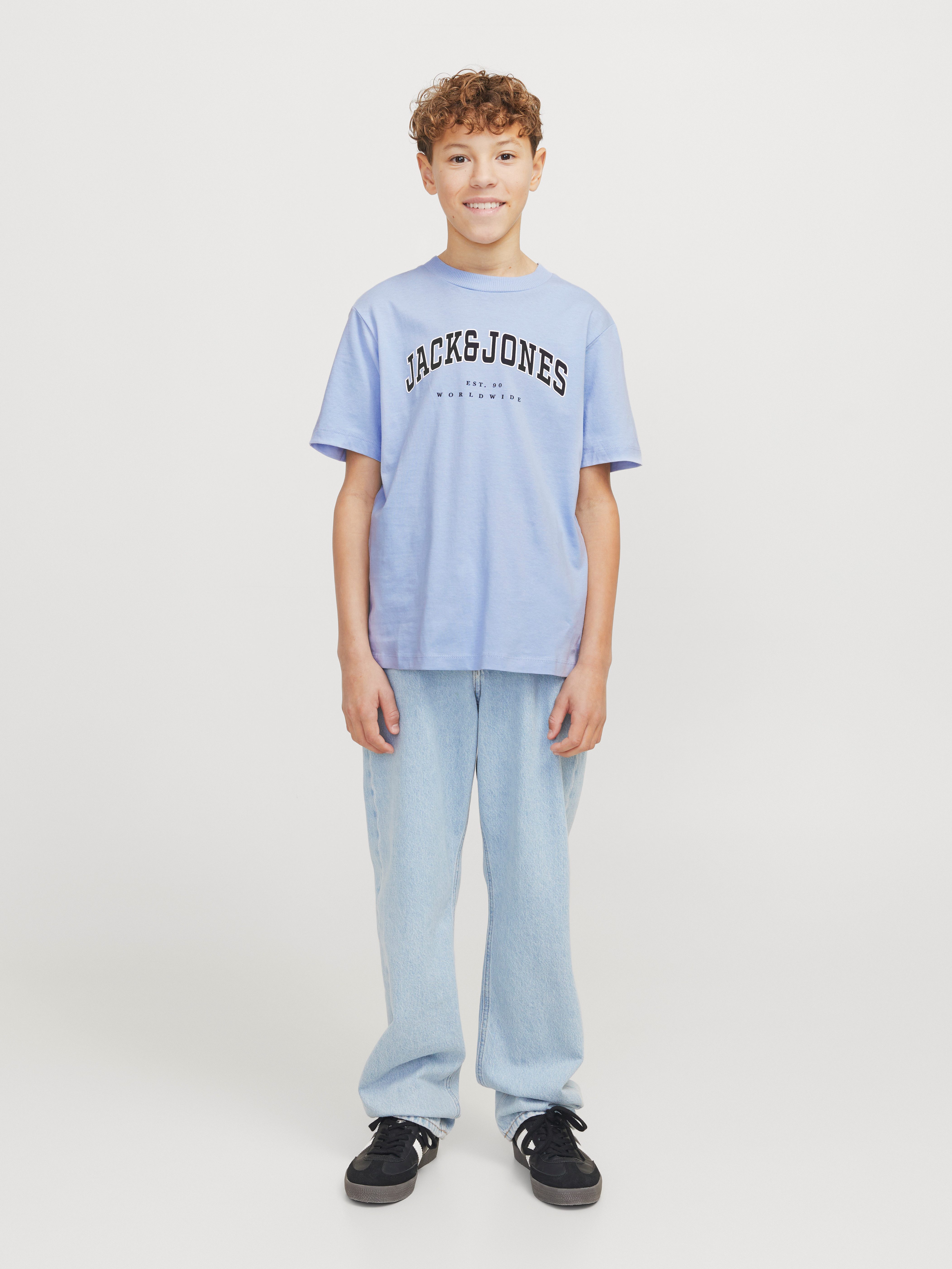 Jack & Jones Junior Shirt met ronde hals JJECALEB VARSITY TEE SS O-NECK NOOS JNR