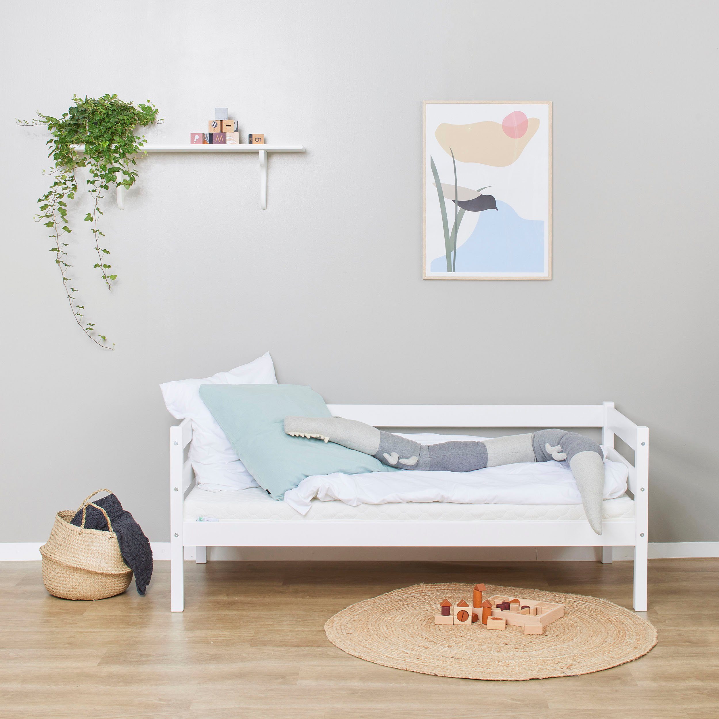 Hoppekids 1-persoonsledikant ECO Comfort kinderbed, massief grenenhout, tienerbed inclusief lattenbodem (set)