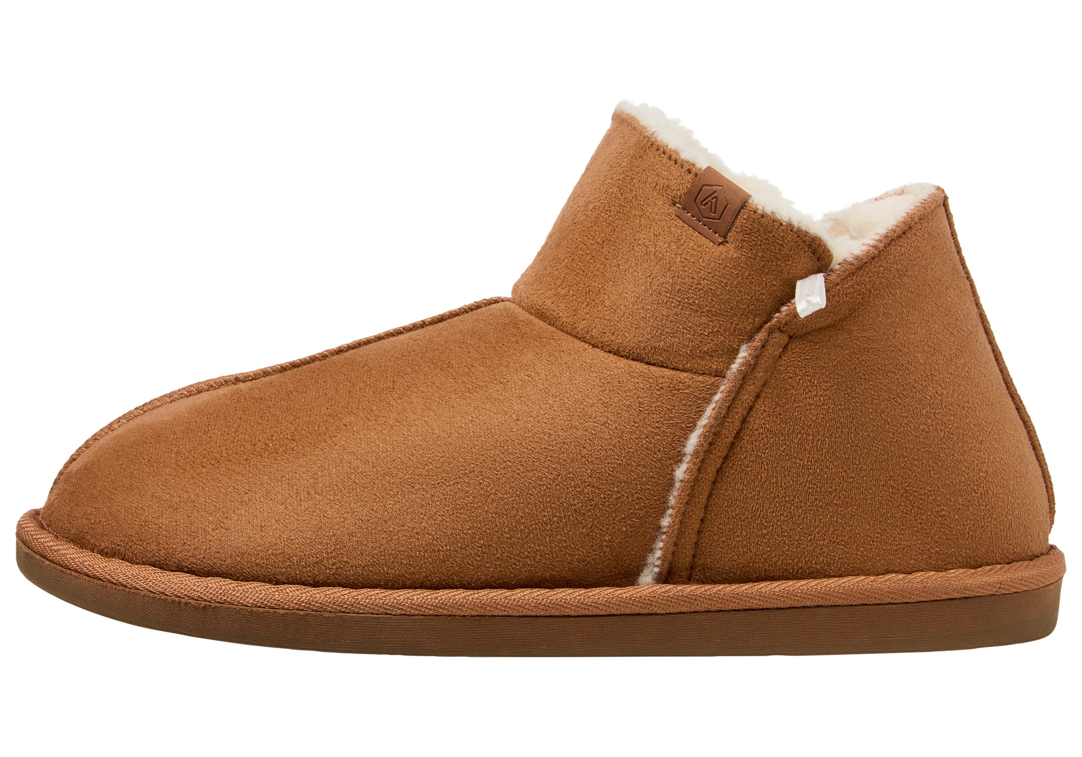 Apollo Pantoffels LADIES HOME BOOTS SUEDE met logo-embossing en knusse, warme binnenvoering