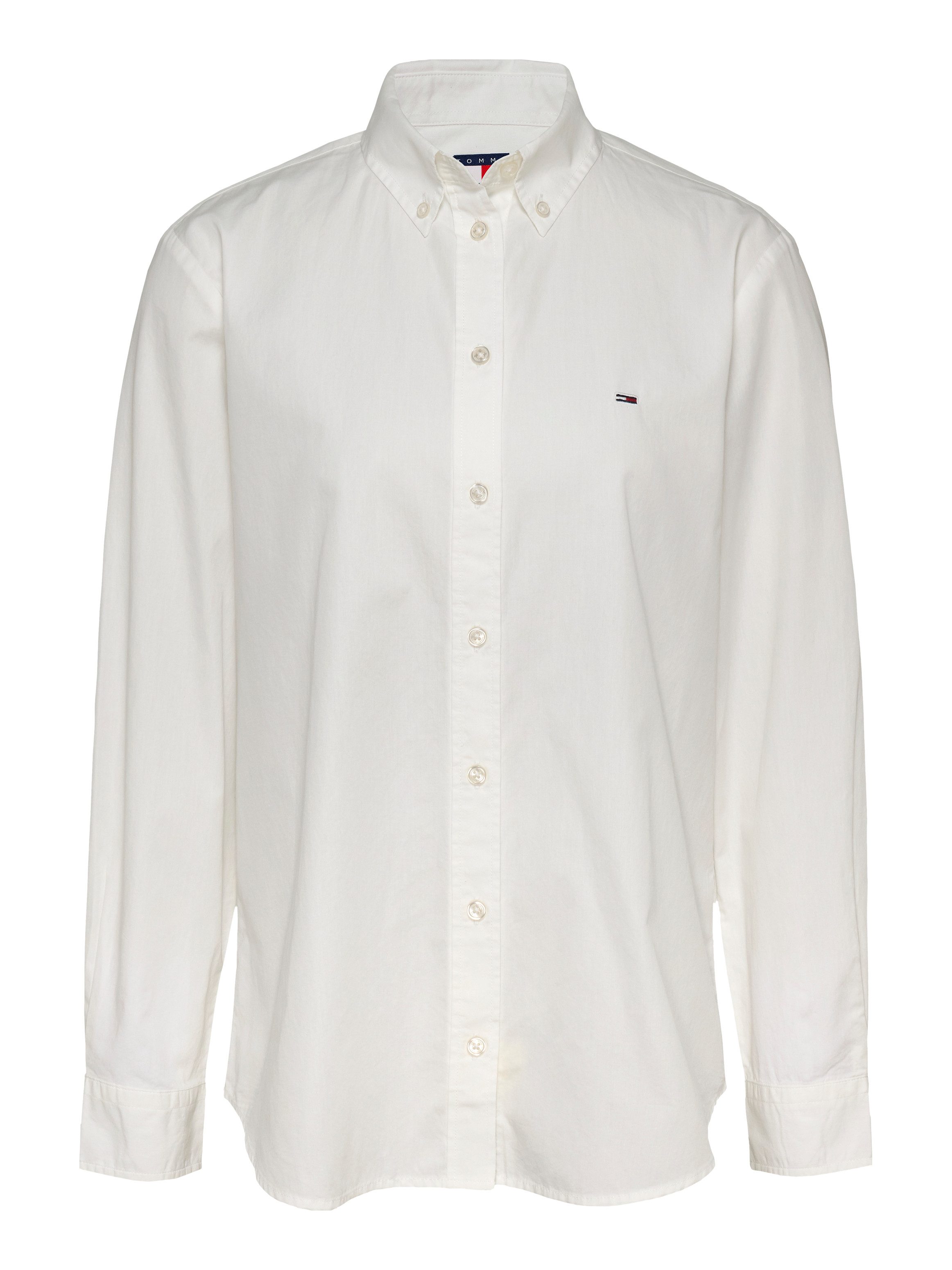 TOMMY JEANS Overhemdblouse TJW REG PINSTRIPE POPLIN SHIRT met naaldstrepen, logoborduring