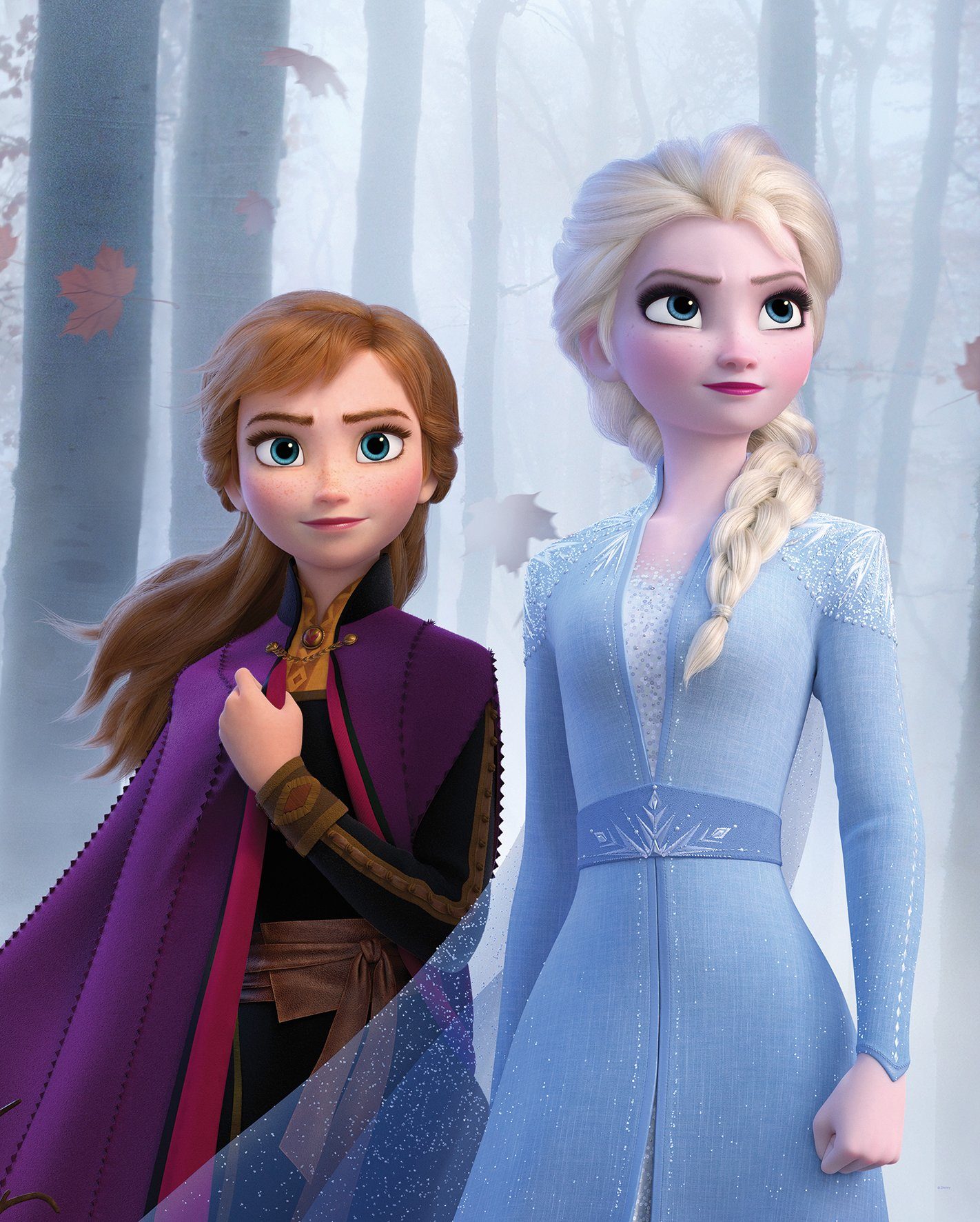 Komar wanddecoratie Frozen Sisters in the Wood, zonder lijst