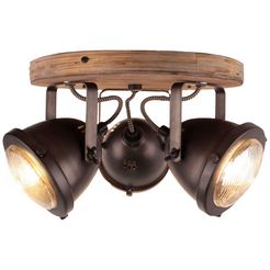 brilliant leuchten plafondspot carmen wood plafondlamp, spotjesplaat 3 fittingen burned steel-hout (1 stuk) bruin