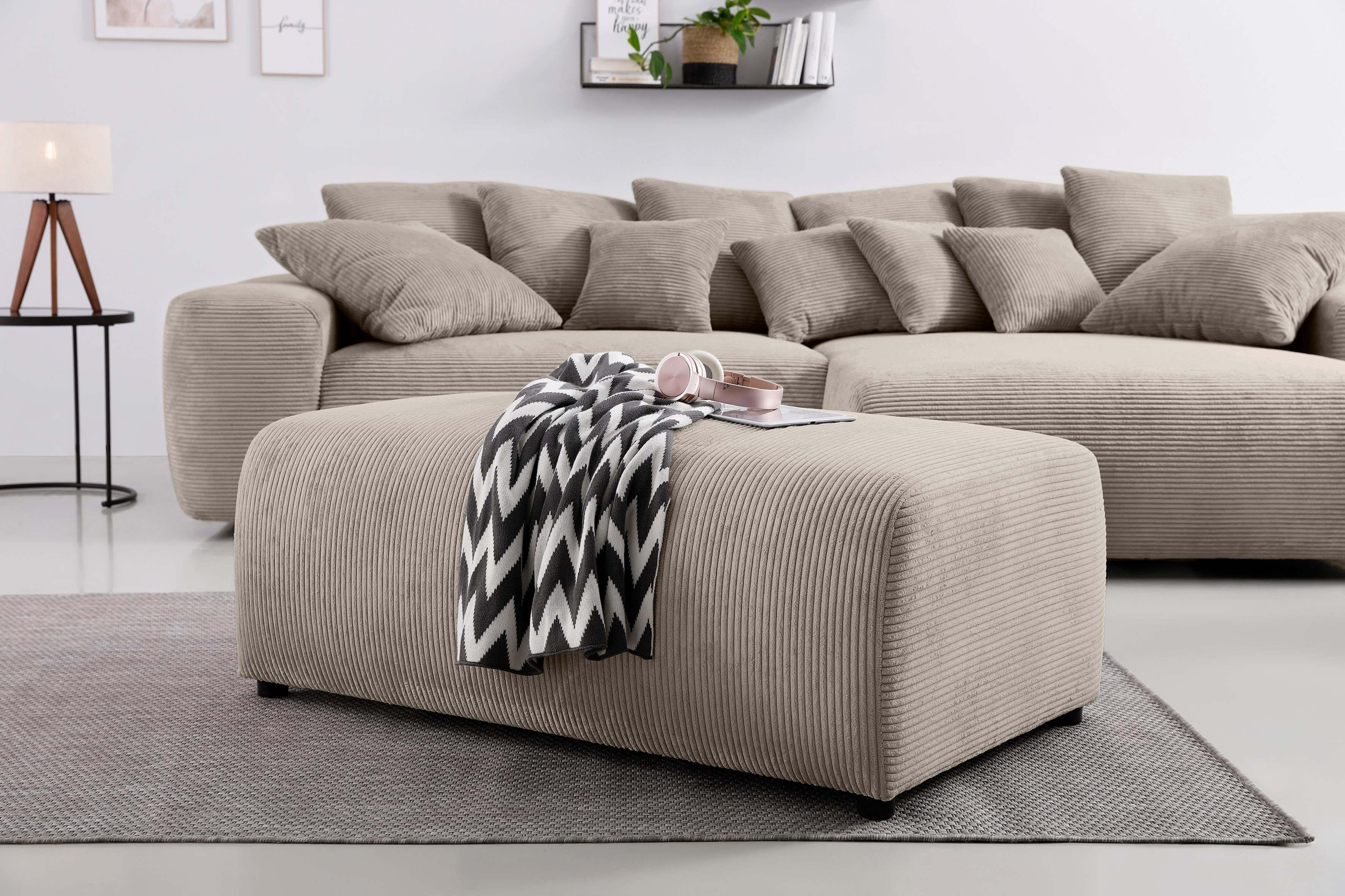 Home affaire Hocker Riveo met boxspringvering, ook met cord-bekleding