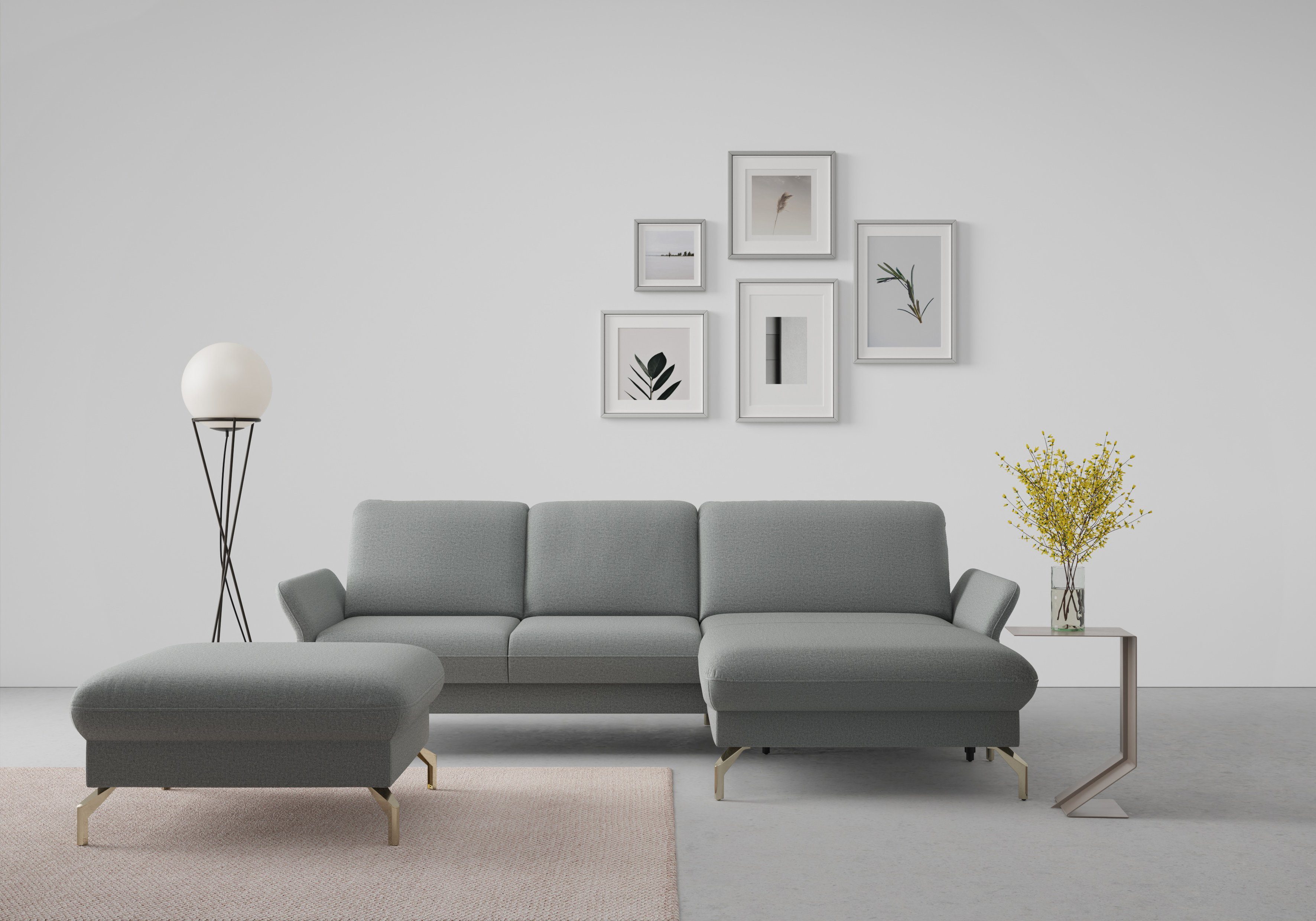 sit&more Hoekbank Fashion L-vorm naar keuze met verstelbare hoofdsteun, uittrekzitting, motorisch, nikkel poten