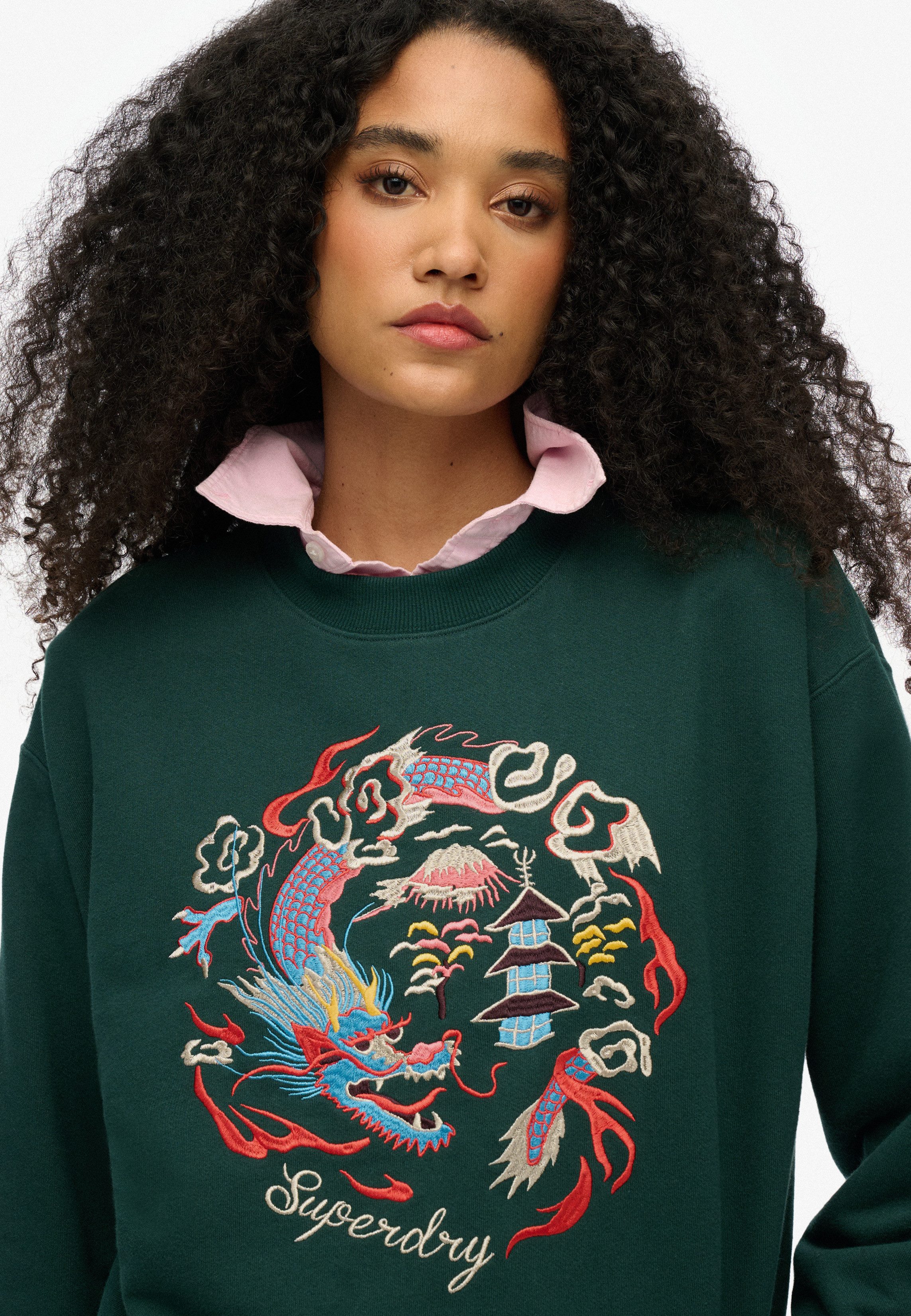 Superdry Sweatshirt SUIKA EMBROIDERED LOOSE CREW