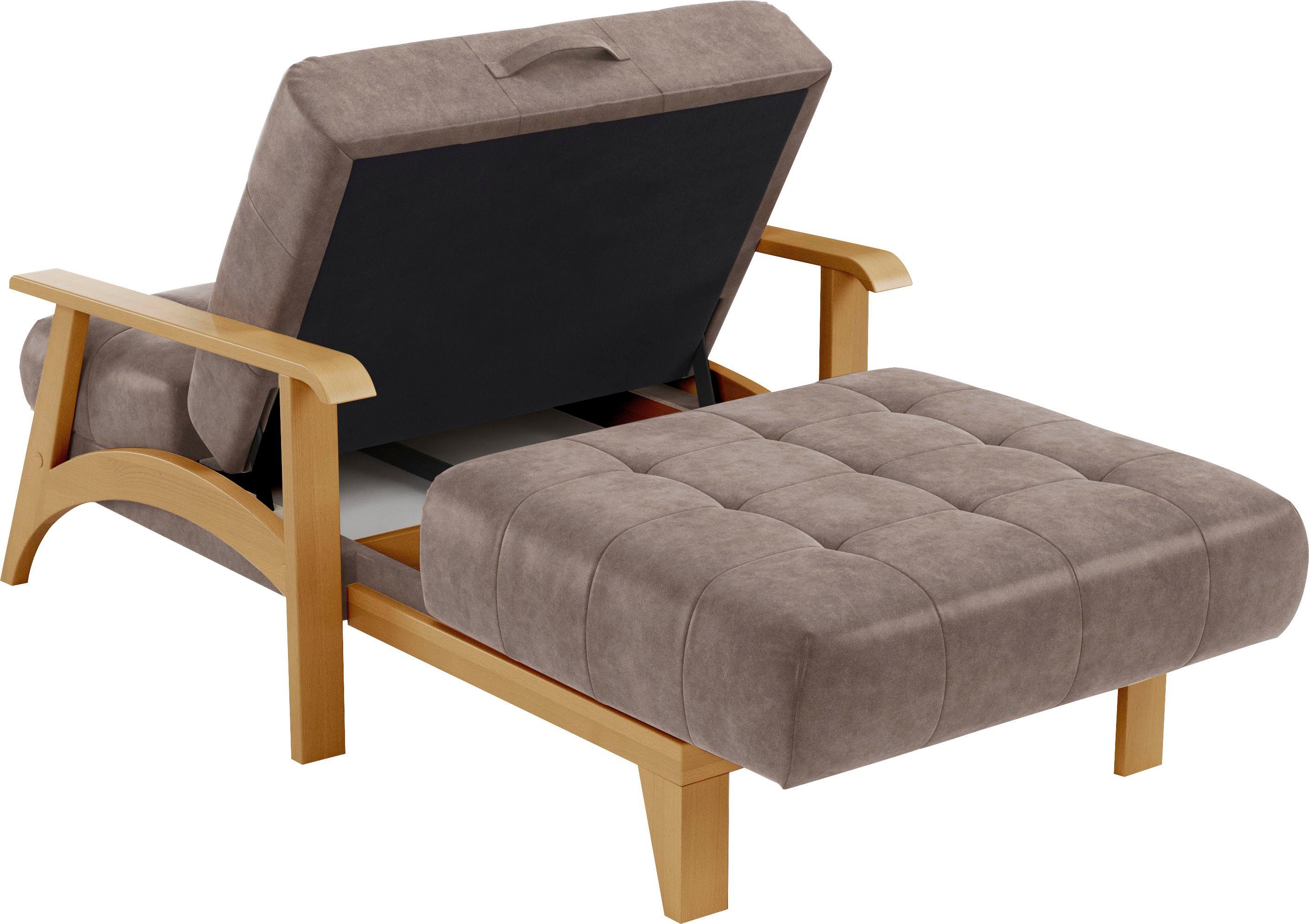 sit&more Récamier Billund Armleuningen van eikenkleurig beukenhout, verschillende bekledingen en kleuren