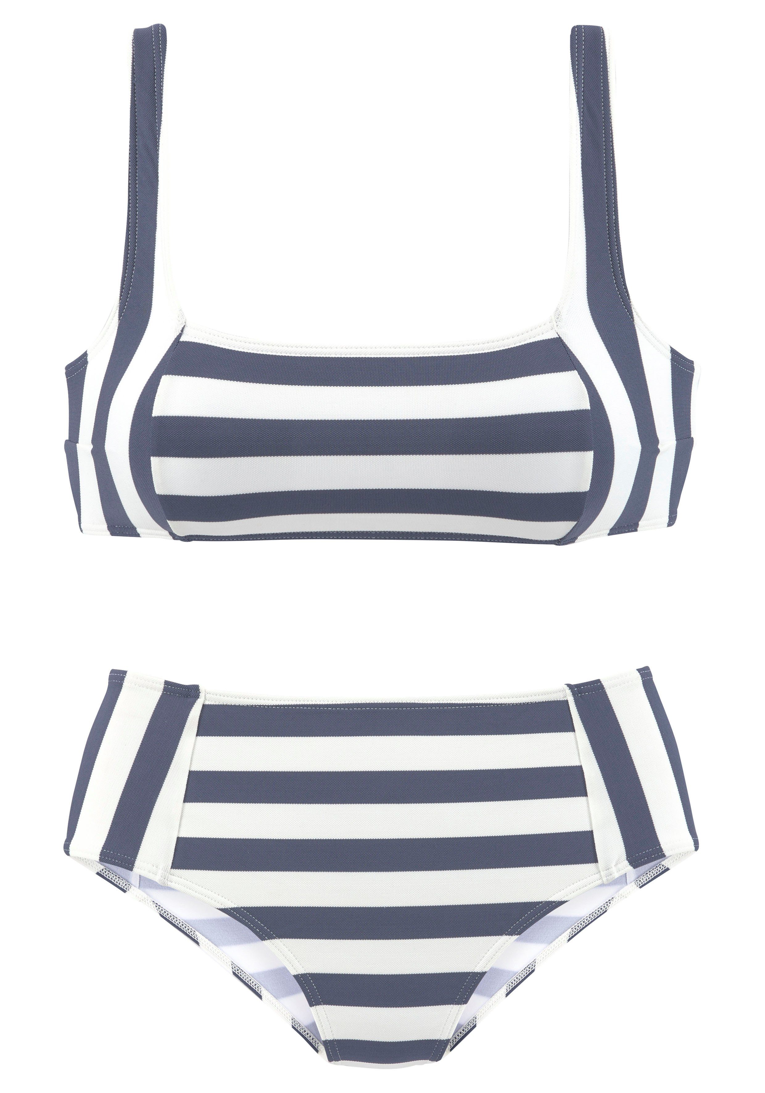 Venice Beach Bustierbikini met geweven strepen dames bikini's maat 34 blauw
