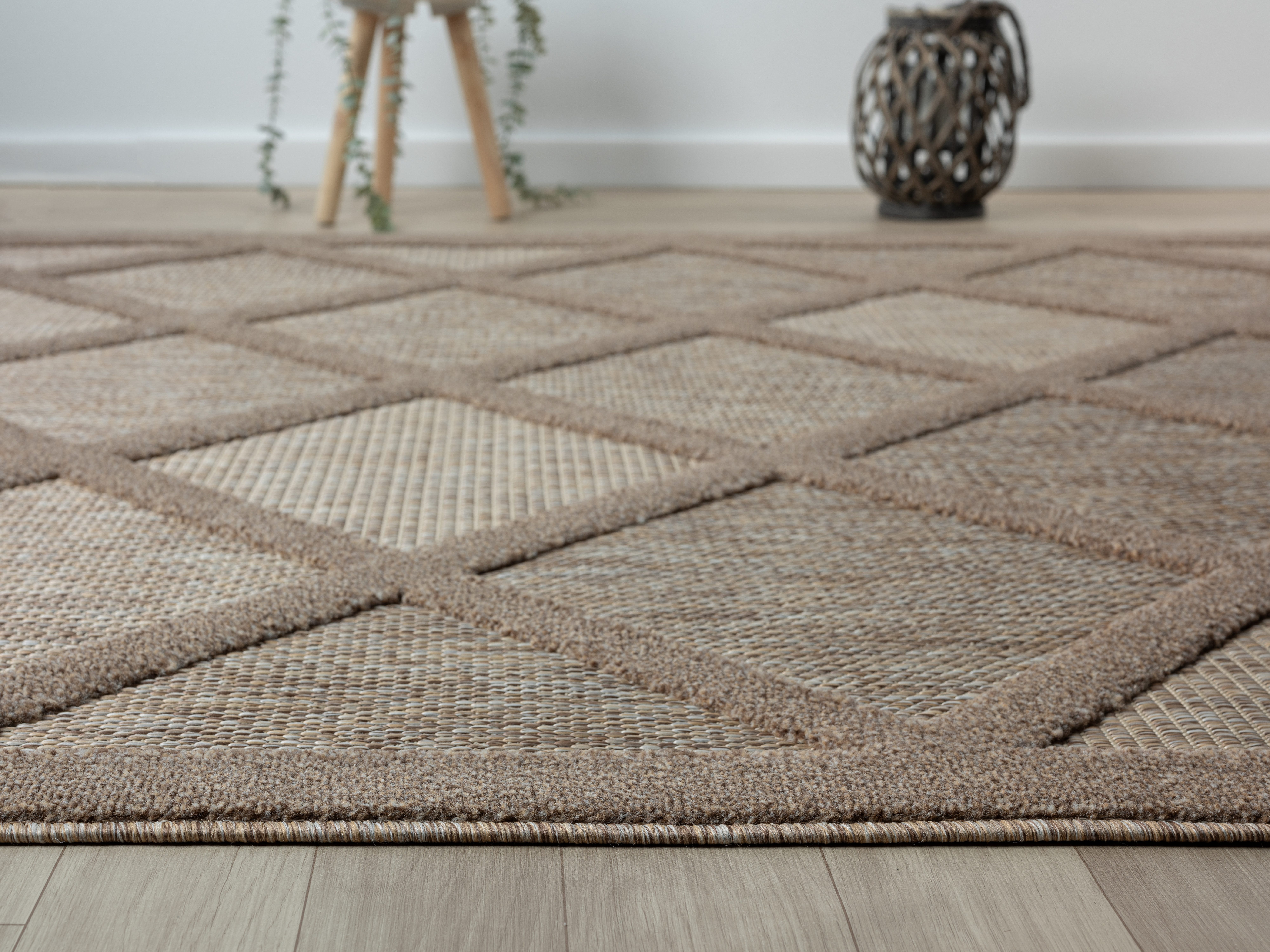 Myflair Möbel & Accessoires Vloerkleed Amara voorraadopruiming Uni-kleuren, hoog-laag effect, geschikt voor buiten, balkon, terras