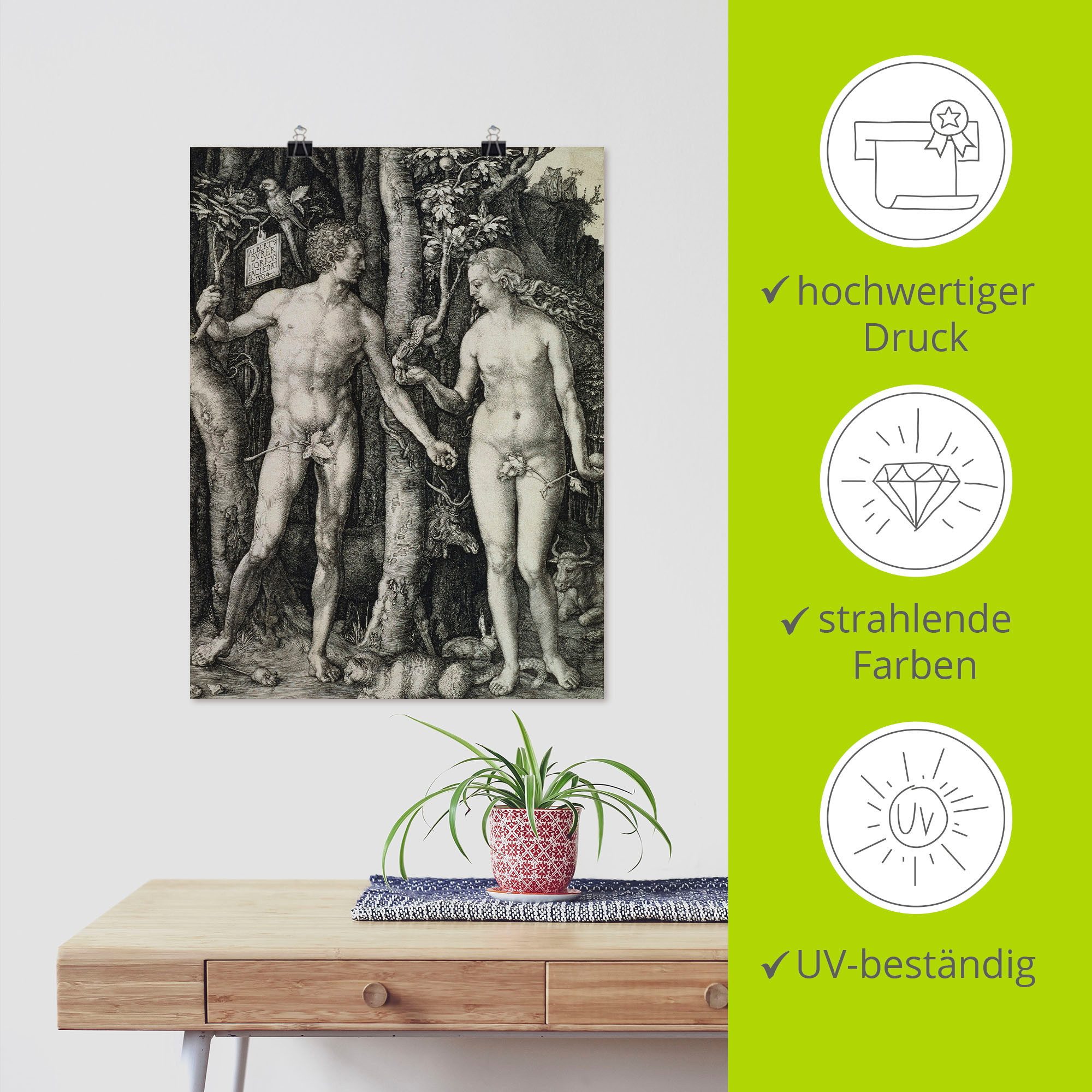 Artland Artprint Adam en Eva. 1504 als artprint op linnen, poster in verschillende formaten maten