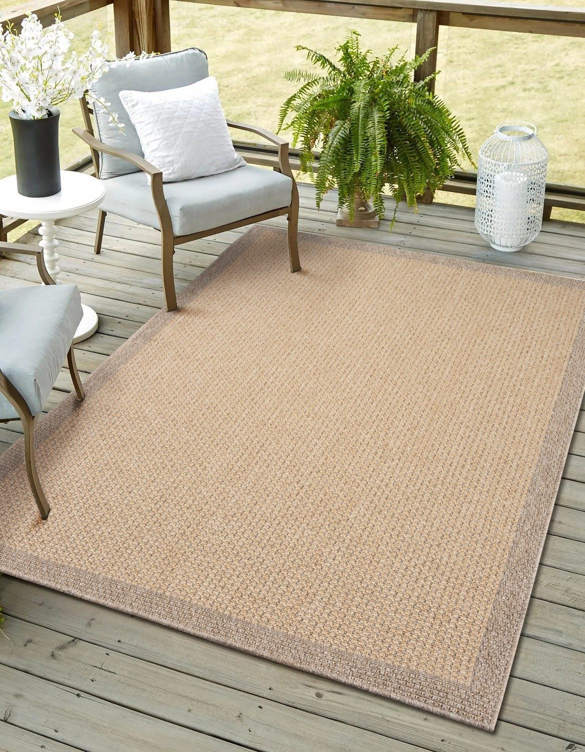 Myflair Möbel & Accessoires Vloerkleed Natura voorraadopruiming Uni-kleuren, met rand, geschikt voor buiten, balkon, terras moderne vloerkleden maat
