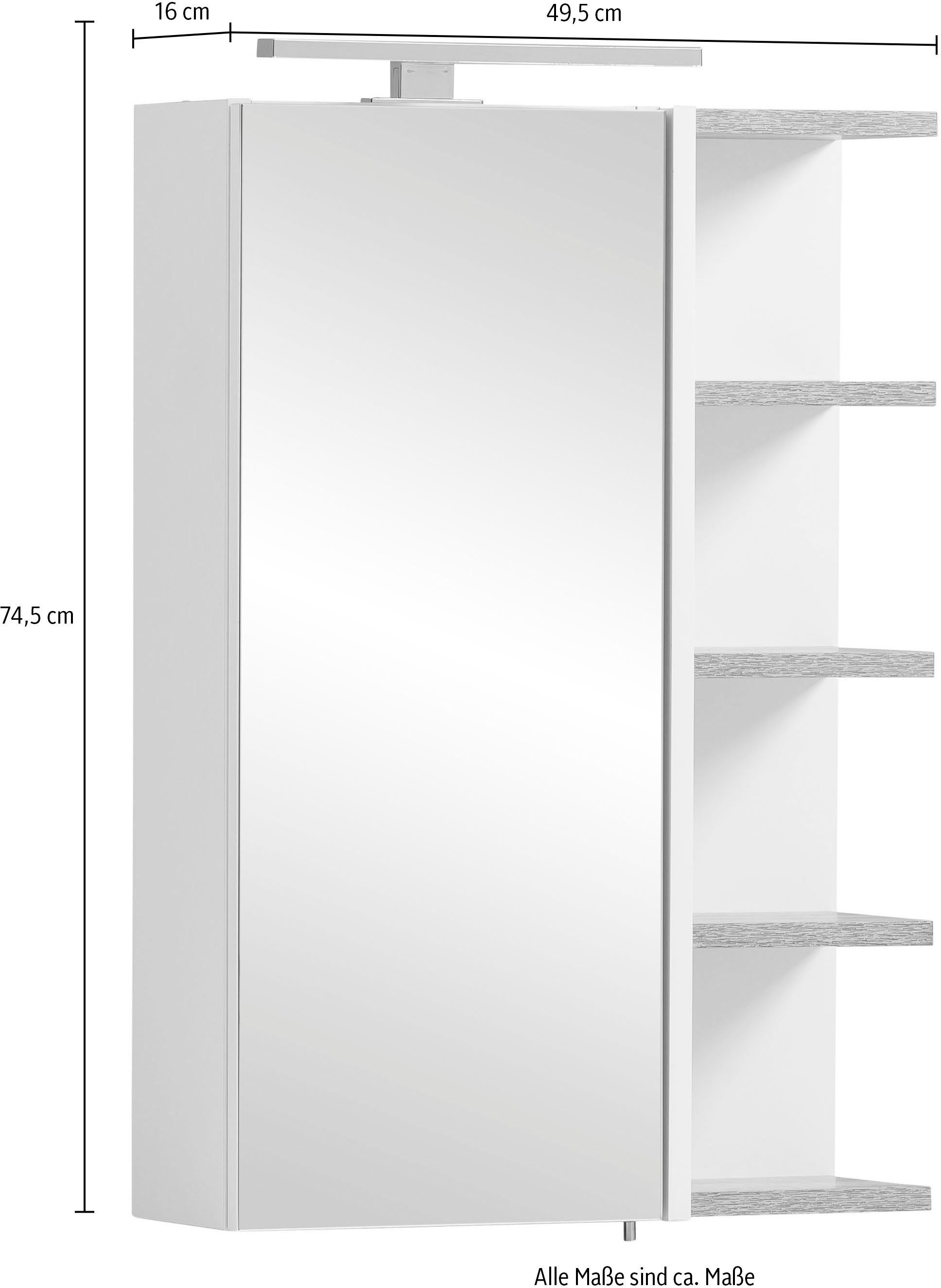 Schildmeyer Spiegelkast Balto, breedte 49 cm Met LED-verlichting, plank aan beide zijden te monteren