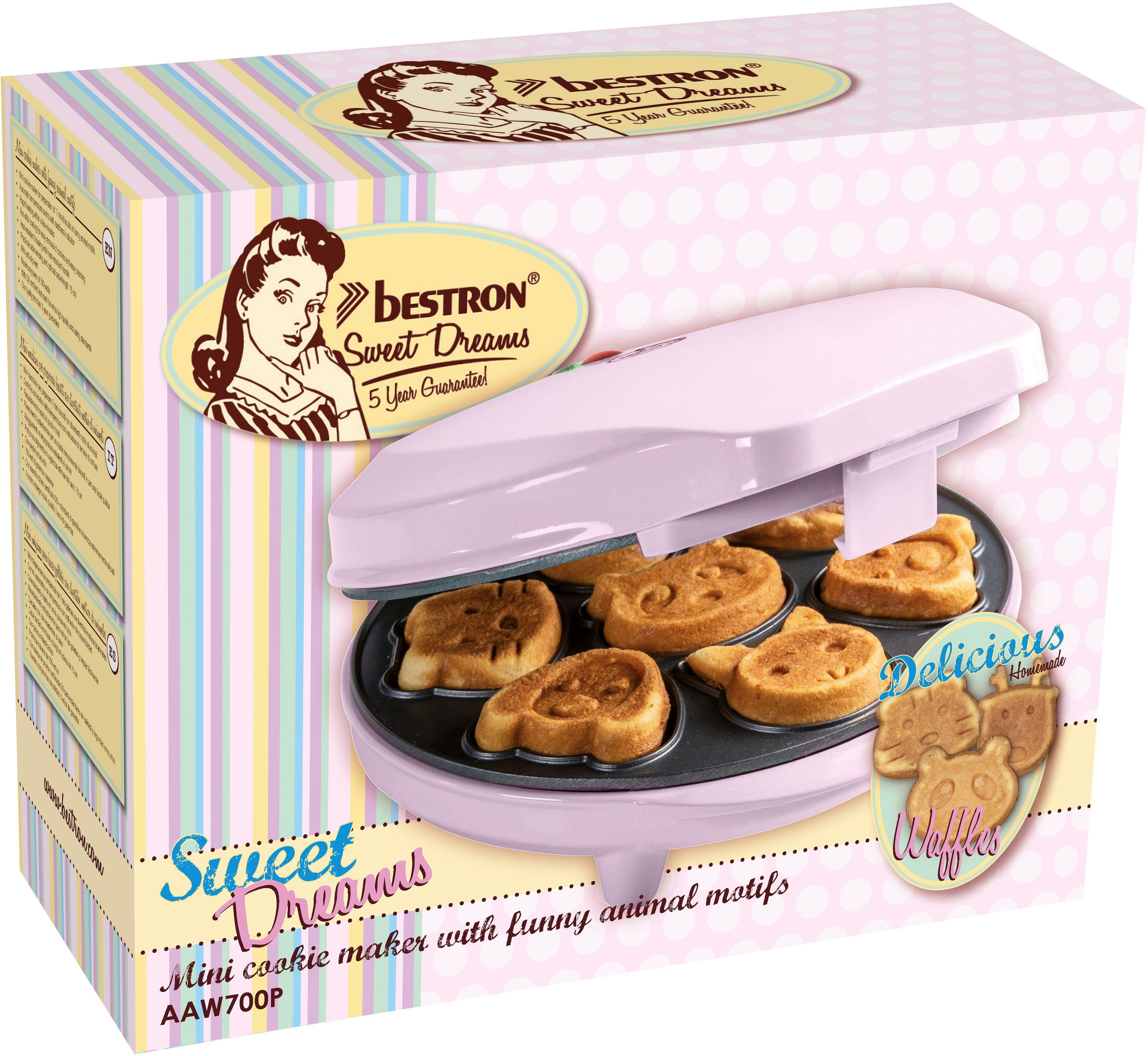 bestron Wafelijzer AAW700 voor mini-wafelkoekjes met achterlamp en antiaanbaklaag