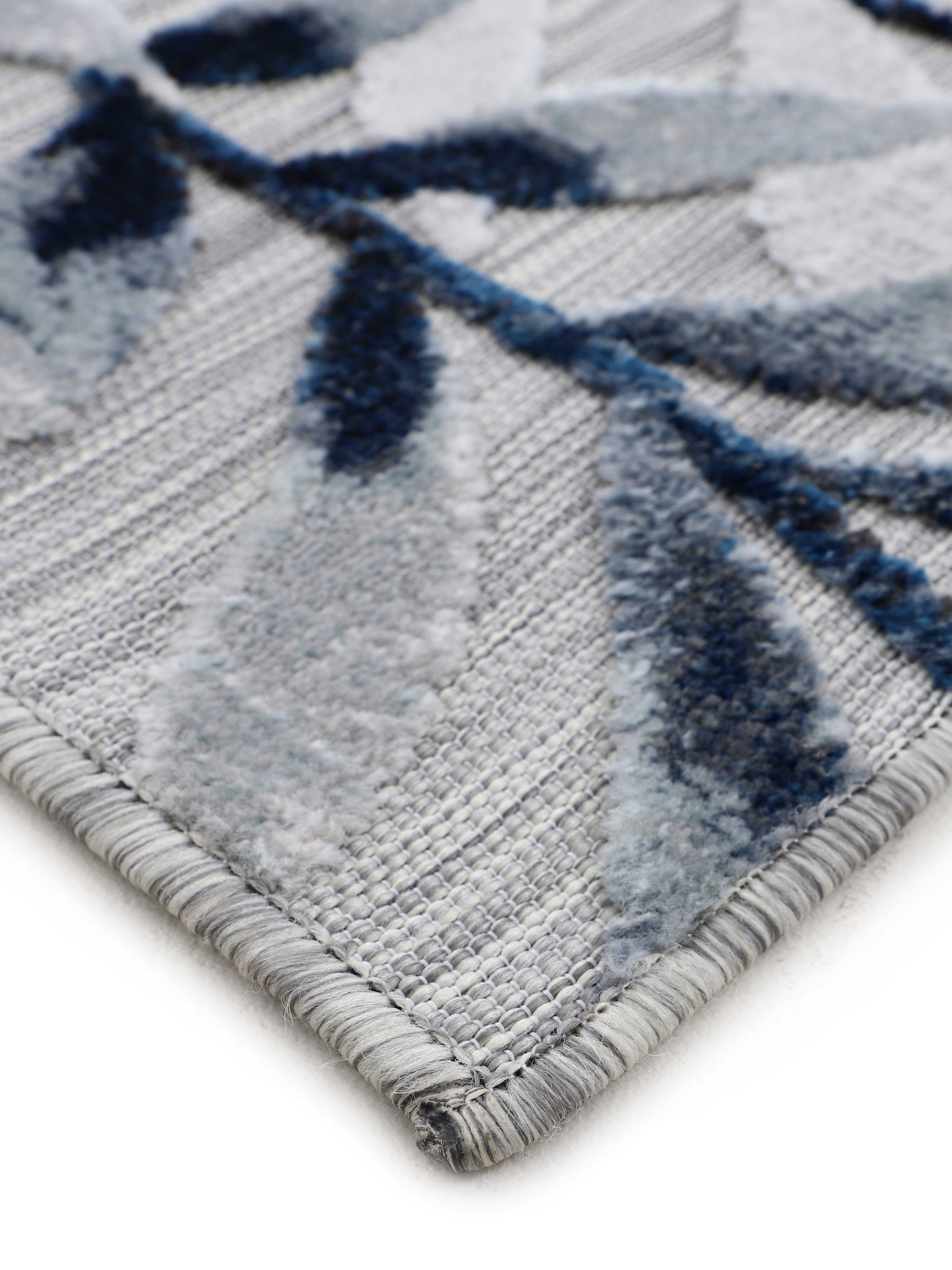 carpetfine Vloerkleed Deja 100 robust vlakweefsel, motief - florale palmbladeren, hoog-laag effect
