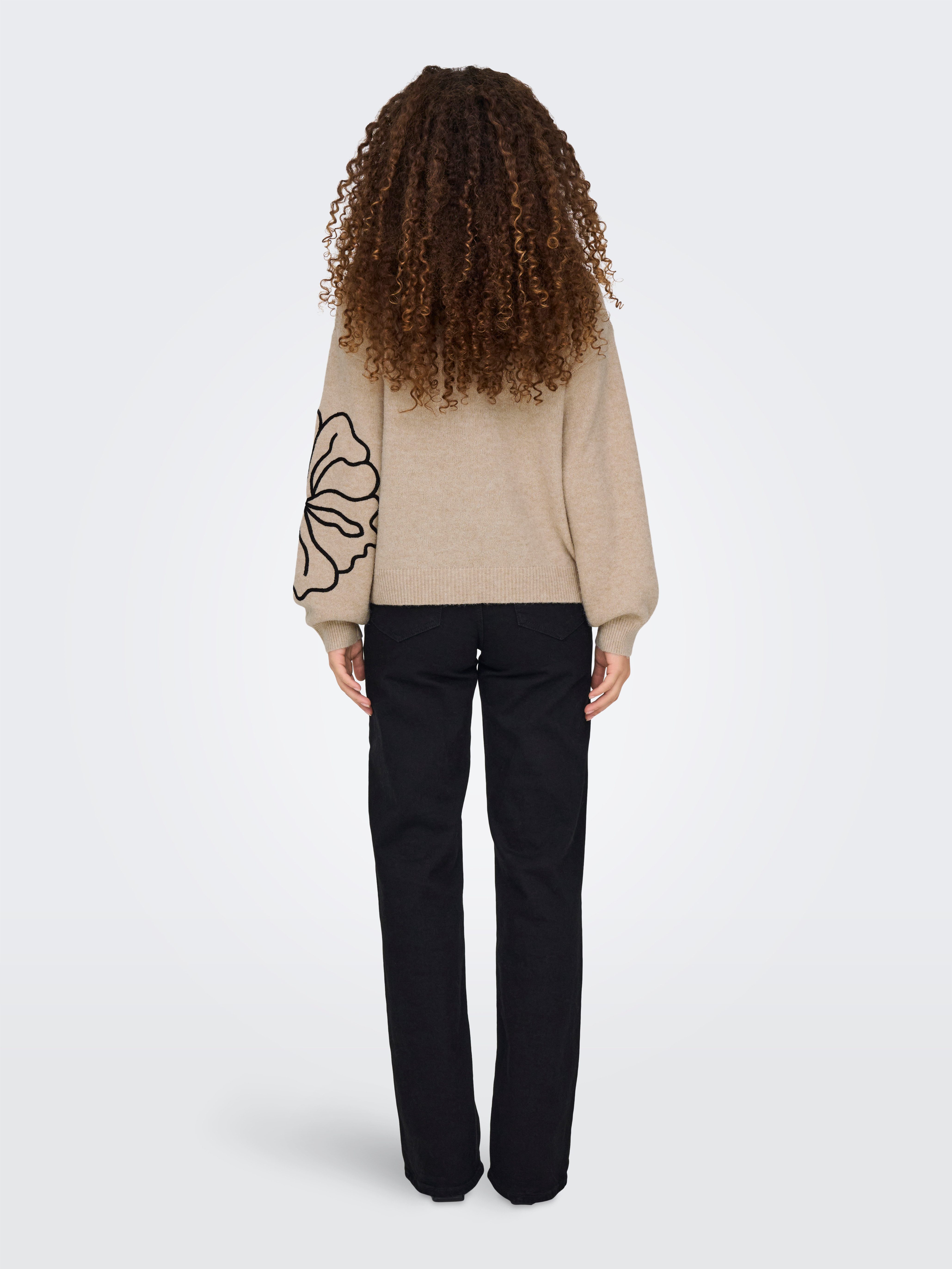 JDY Gebreide trui JDYJELLA L/S FLOWER PULLOVER KNT NOOS