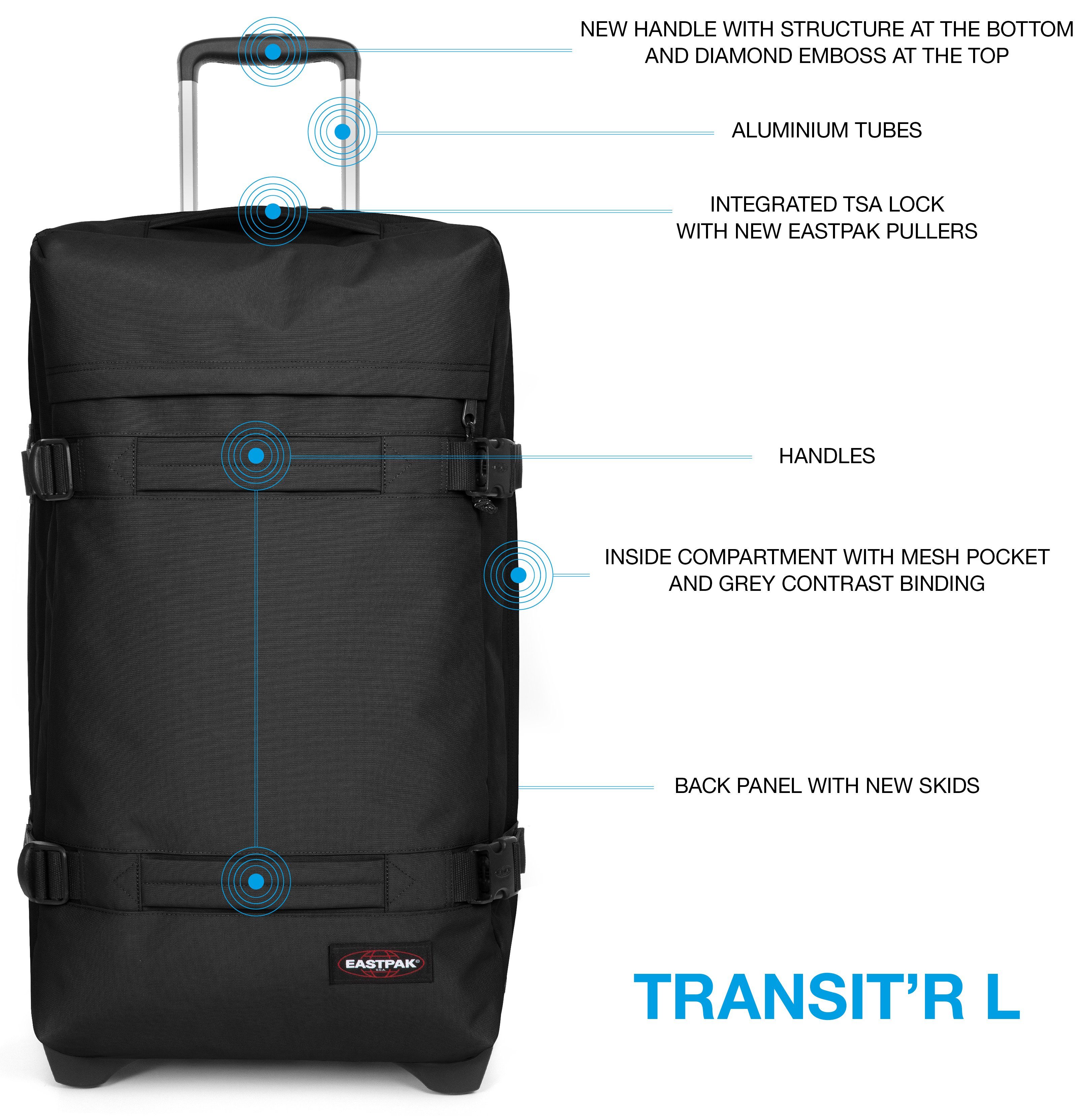 Eastpak Zachte bagage trolley TRANSIT'R L Reisbagage incheckbagage reiskoffer met TSA-slot reistas