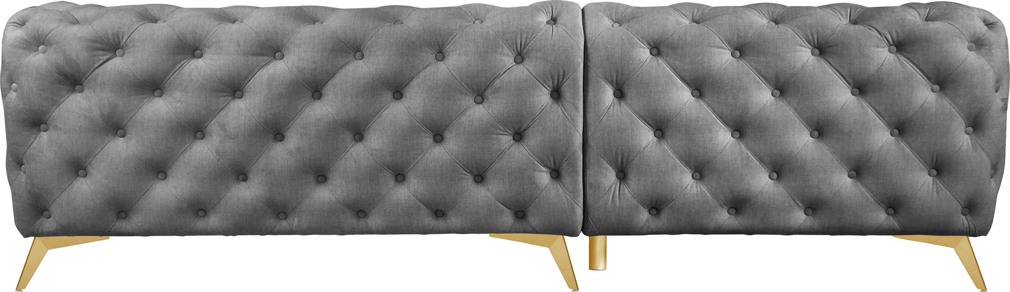 Leonique Chesterfield-bank Glynis L-vorm luxueuze capitonnage, moderne chesterfield look, kleur van de poten ter keuze