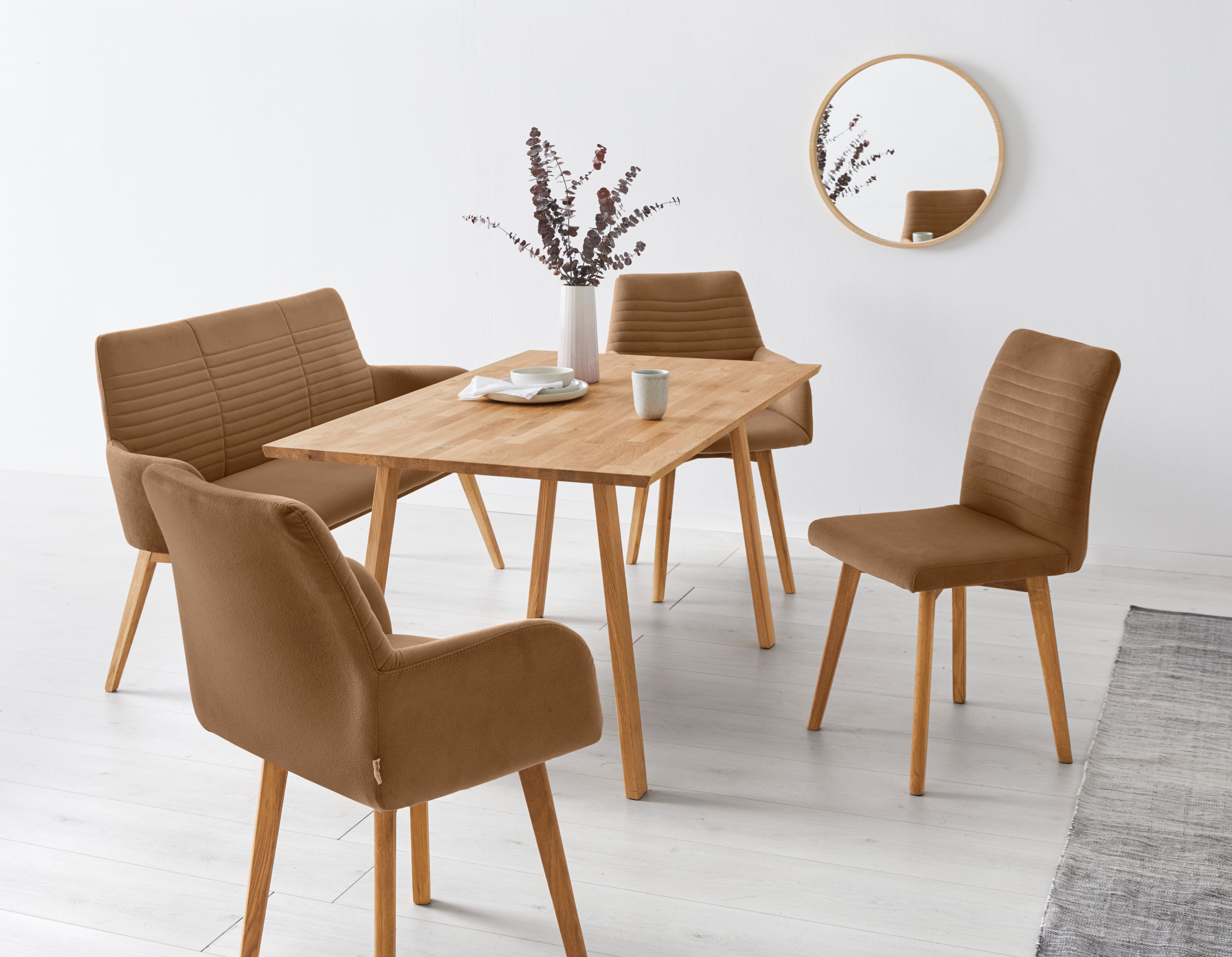 OTTO products Eetkamerstoel Alessja Bekleding van microvezel, frame van eiken massief hout (set, 2 stuks)