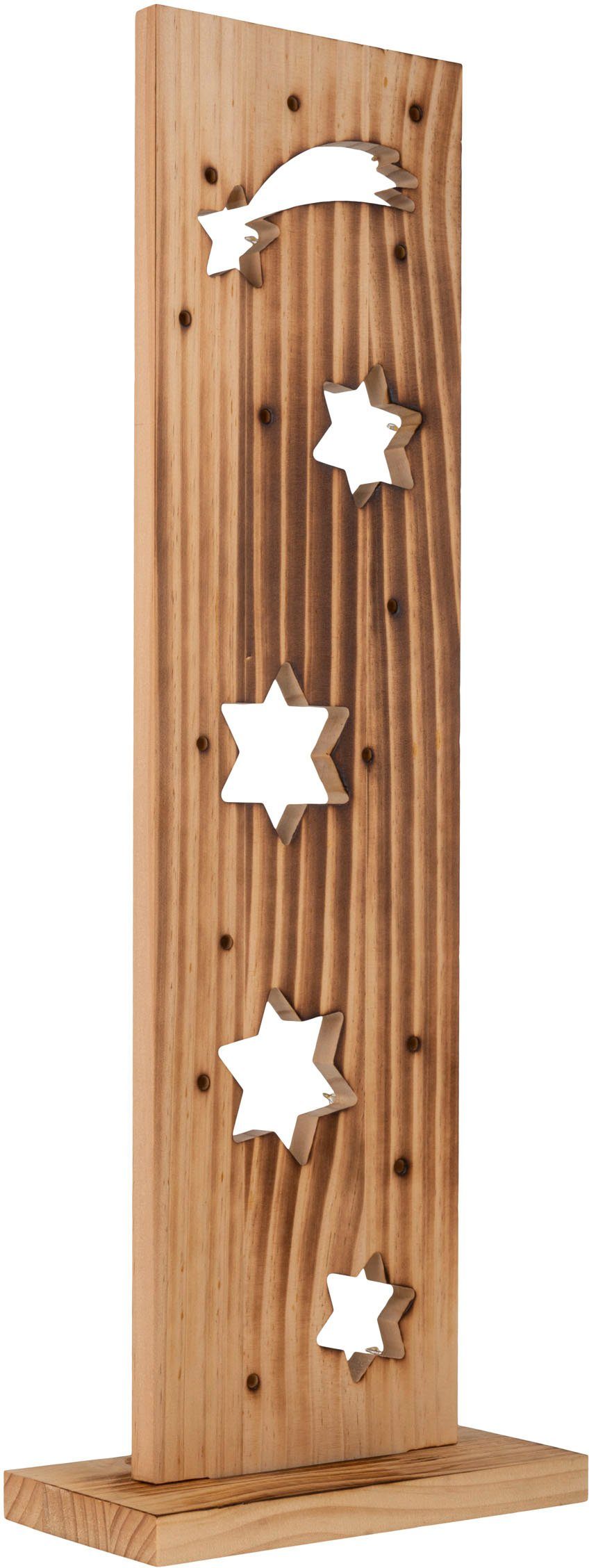 näve Decoratief ledobject Sterren, kerstdecoratie van hout Houten vloerlamp, hoogte ca. 60 cm, op batterijen (1 stuk)