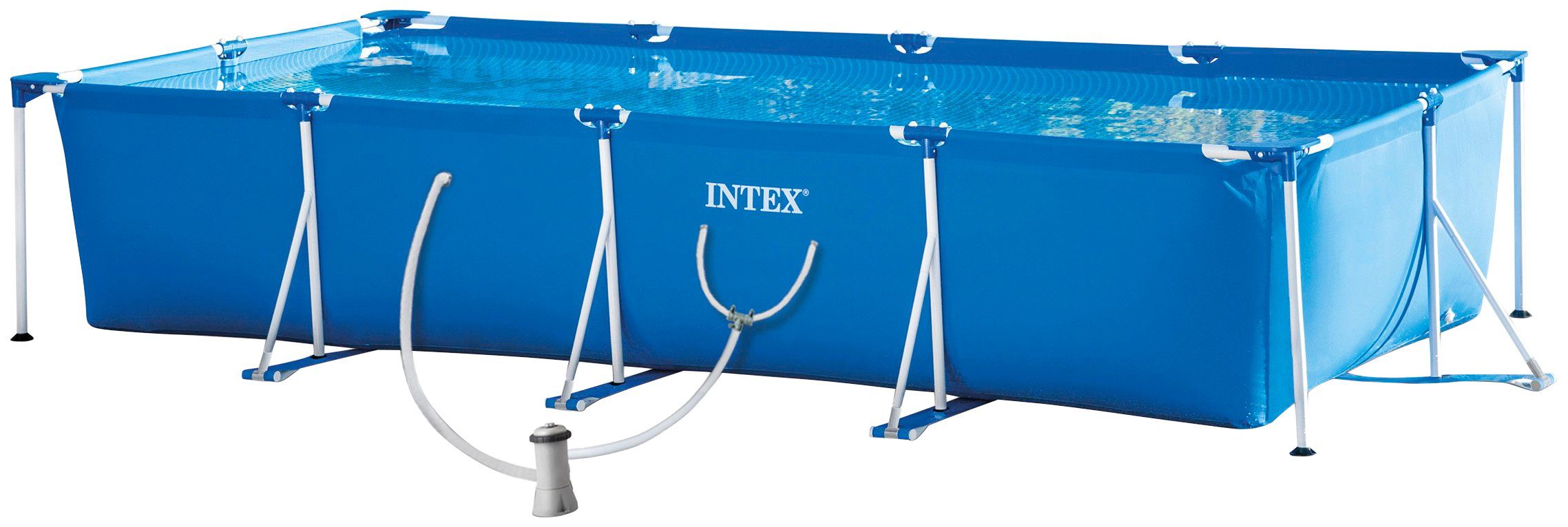 Intex Opzetzwembad Rectangular Frame Pool Bxlxh: 220x450x84 cm, met filterinstallatie voor losse filterelementen (set) grote zwembaden blauw