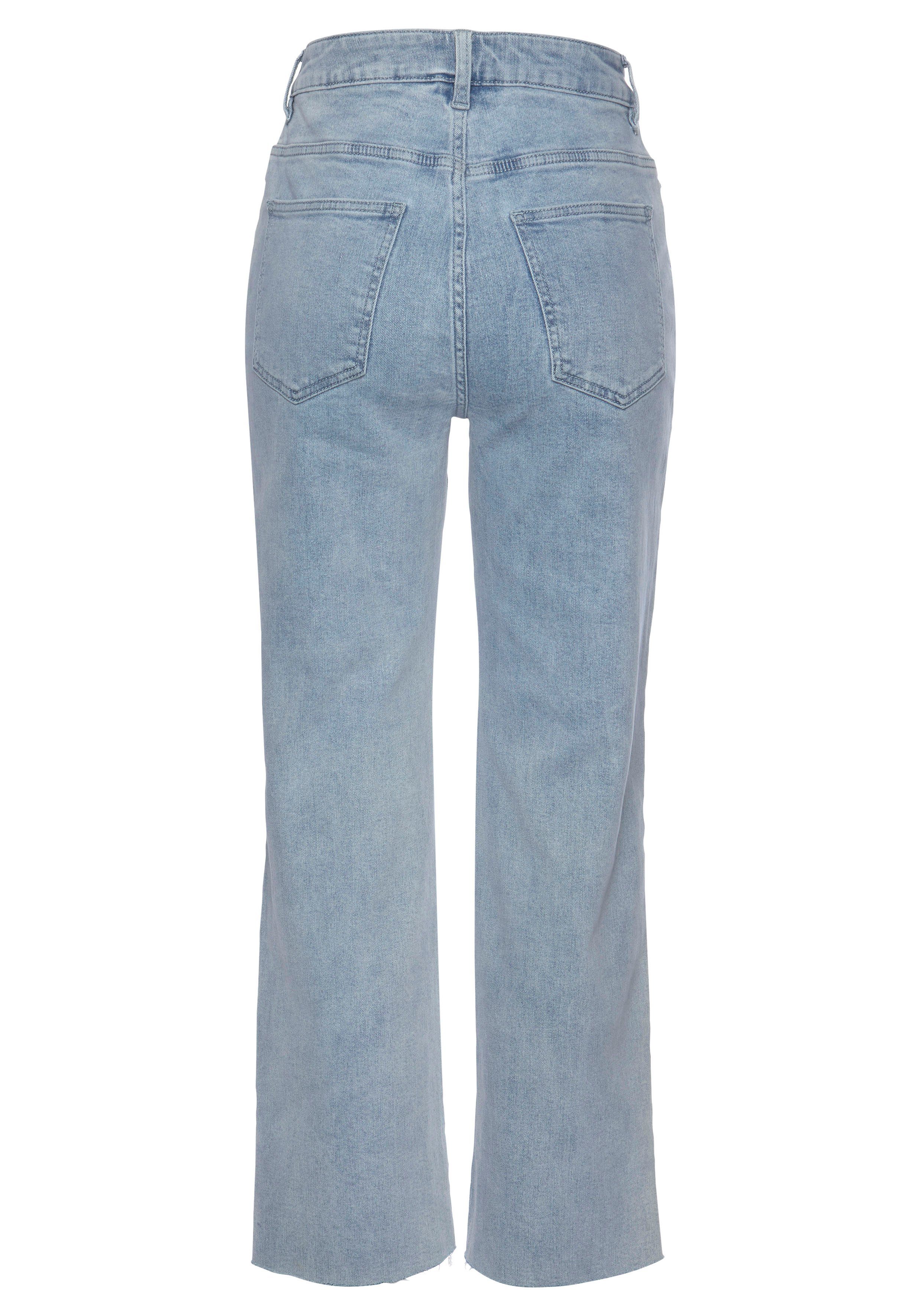 Buffalo Wijde jeans met licht uitgerafelde broekzoom, culotte jeans in 7/8-lengte