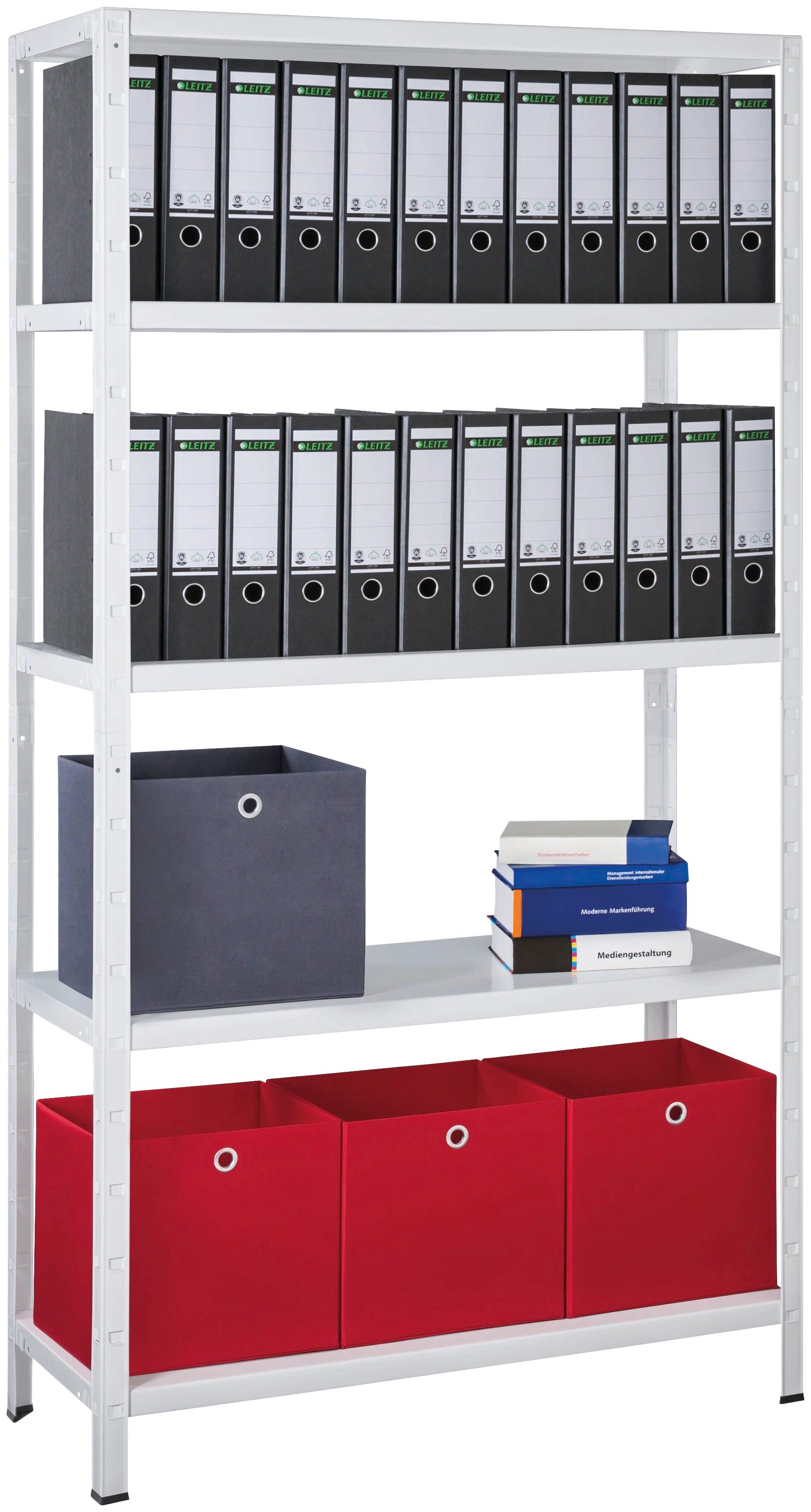 SCHULTE Regalwelt Stellingkast Montagesysteem basiskast Metaal wit, 2000x1000x350 mm, 5 planken