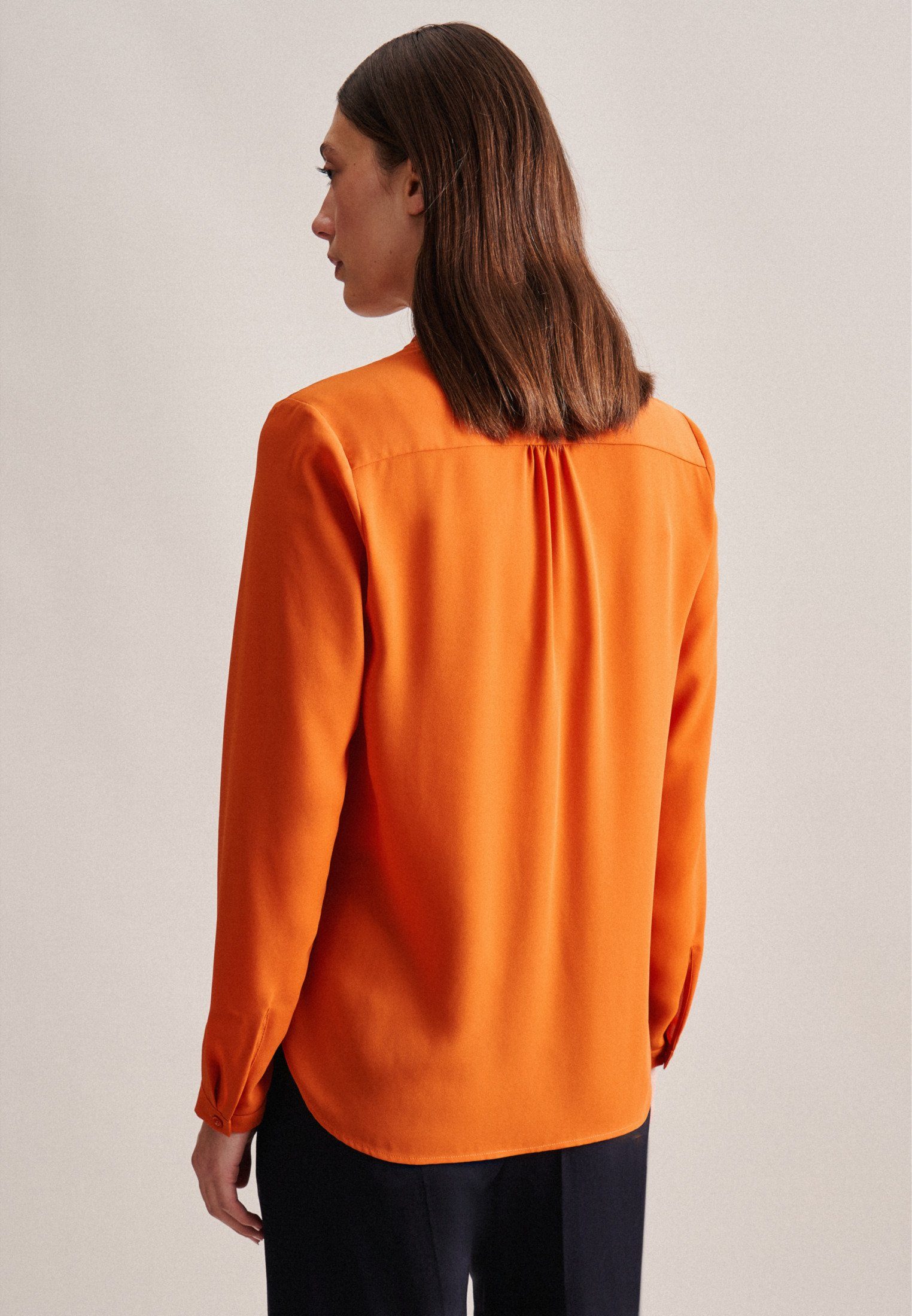 seidensticker Wikkelblouse Zwarte roos Lange mouwen V-hals uni