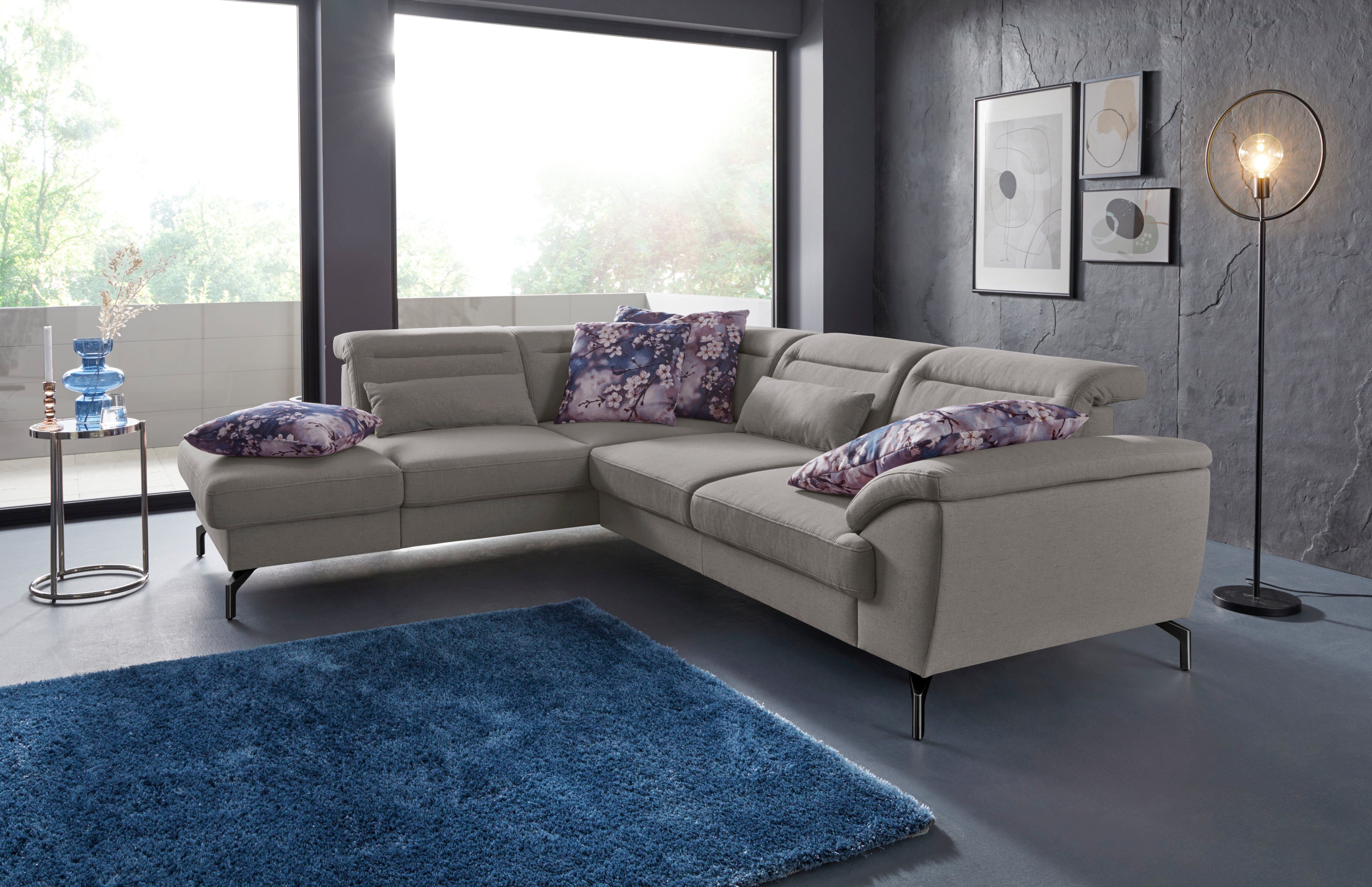 sit&more Hoekbank Percy L-vorm 15 cm poothoogte, zitdiepteverstelling, naar keuze in 2 pootkleuren