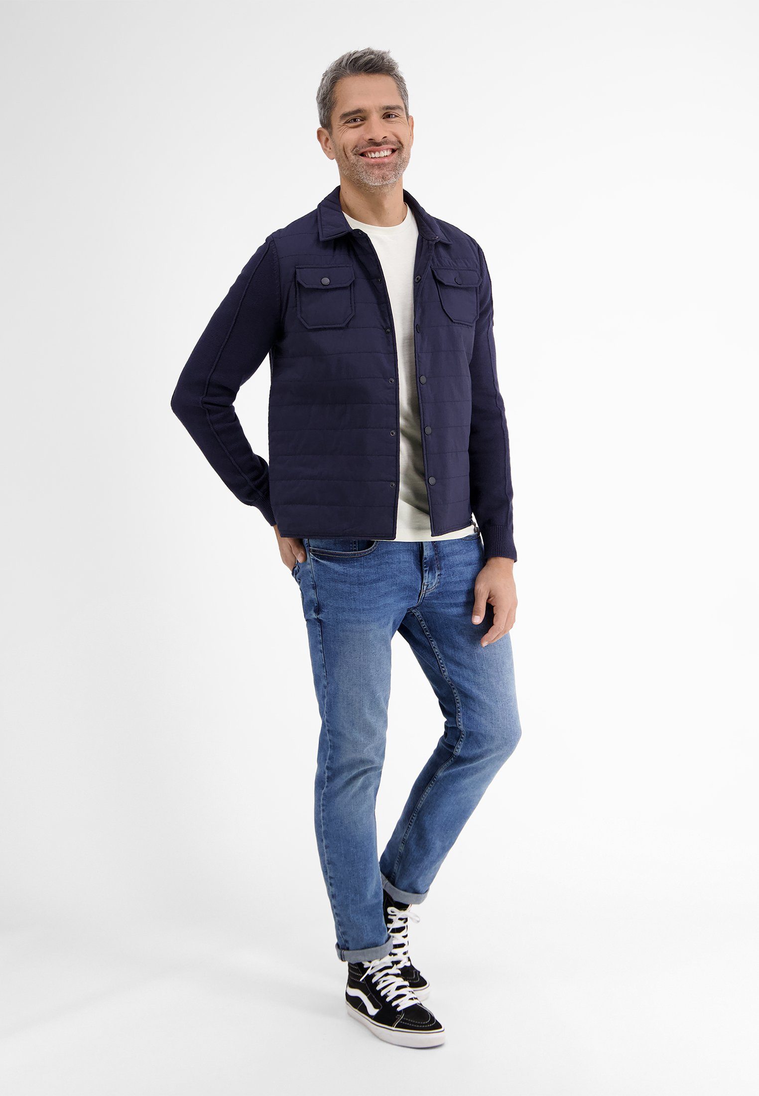 Lerros Vest LERROS brei jack met nylon gestikte look