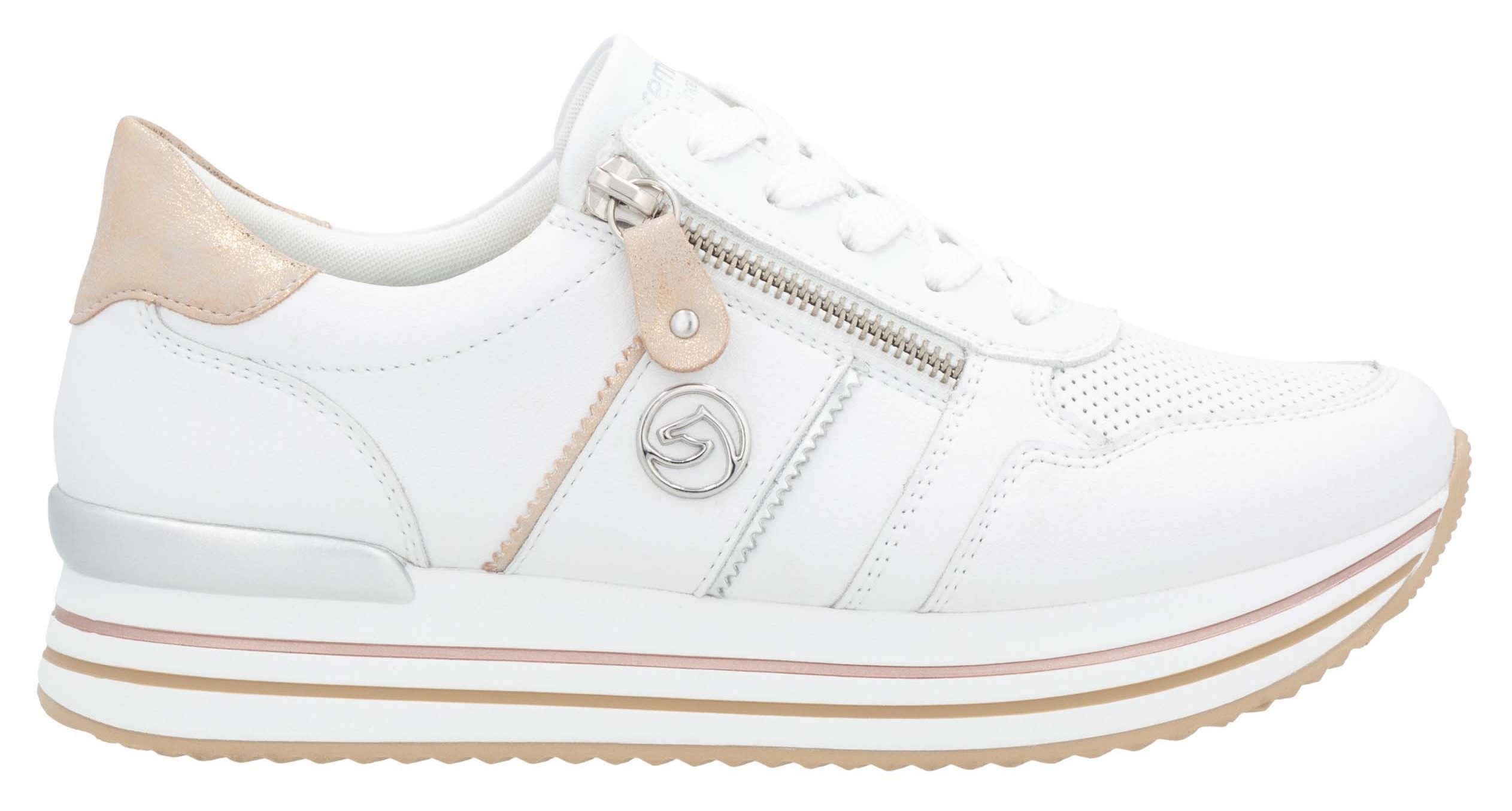 Remonte Plateausneakers , vrijetijdsschoen, lage schoen, veterschoen met zijrits