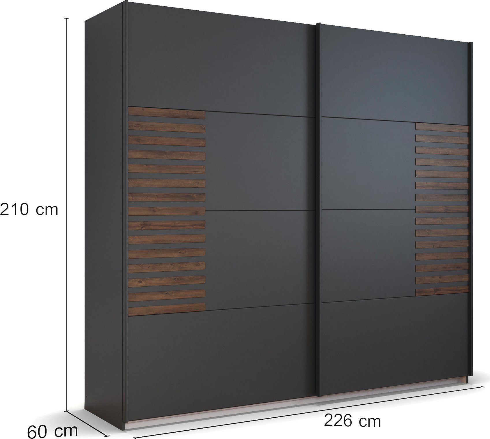 rauch Zweefdeurkast Kledingkast Kast Garderobe Slaapkamerkast BAREA Front met oplage in moderne lamellen-look MADE IN GERMANY